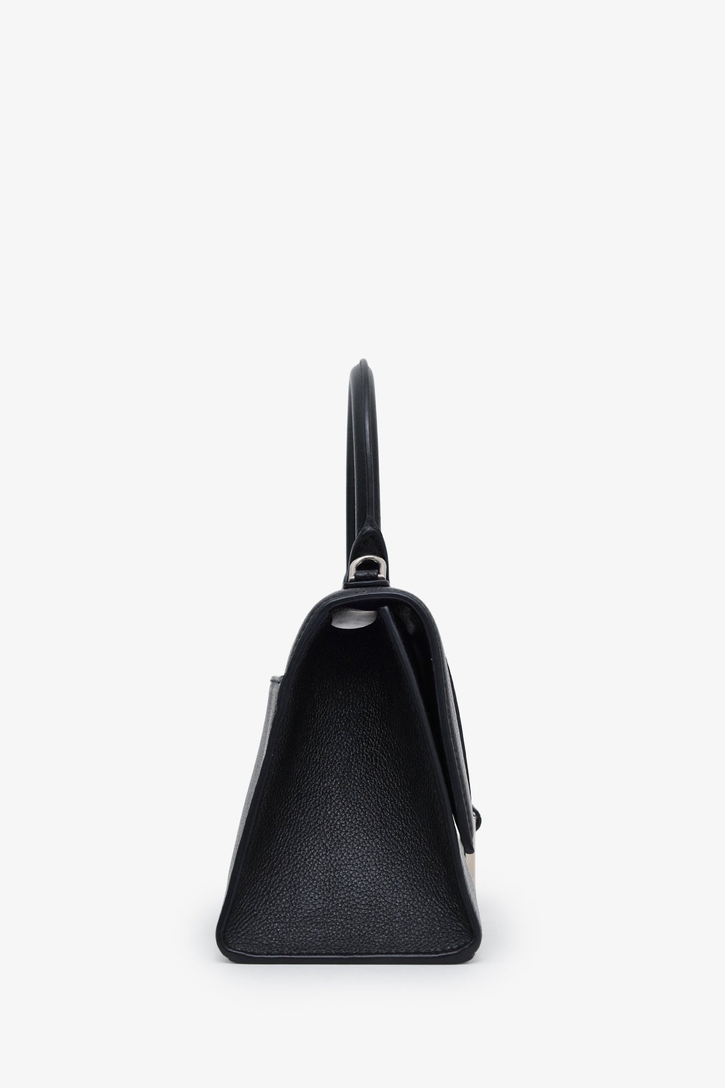 Balenciaga Black Leather Hourglass Small Top Handle Bag With Strap