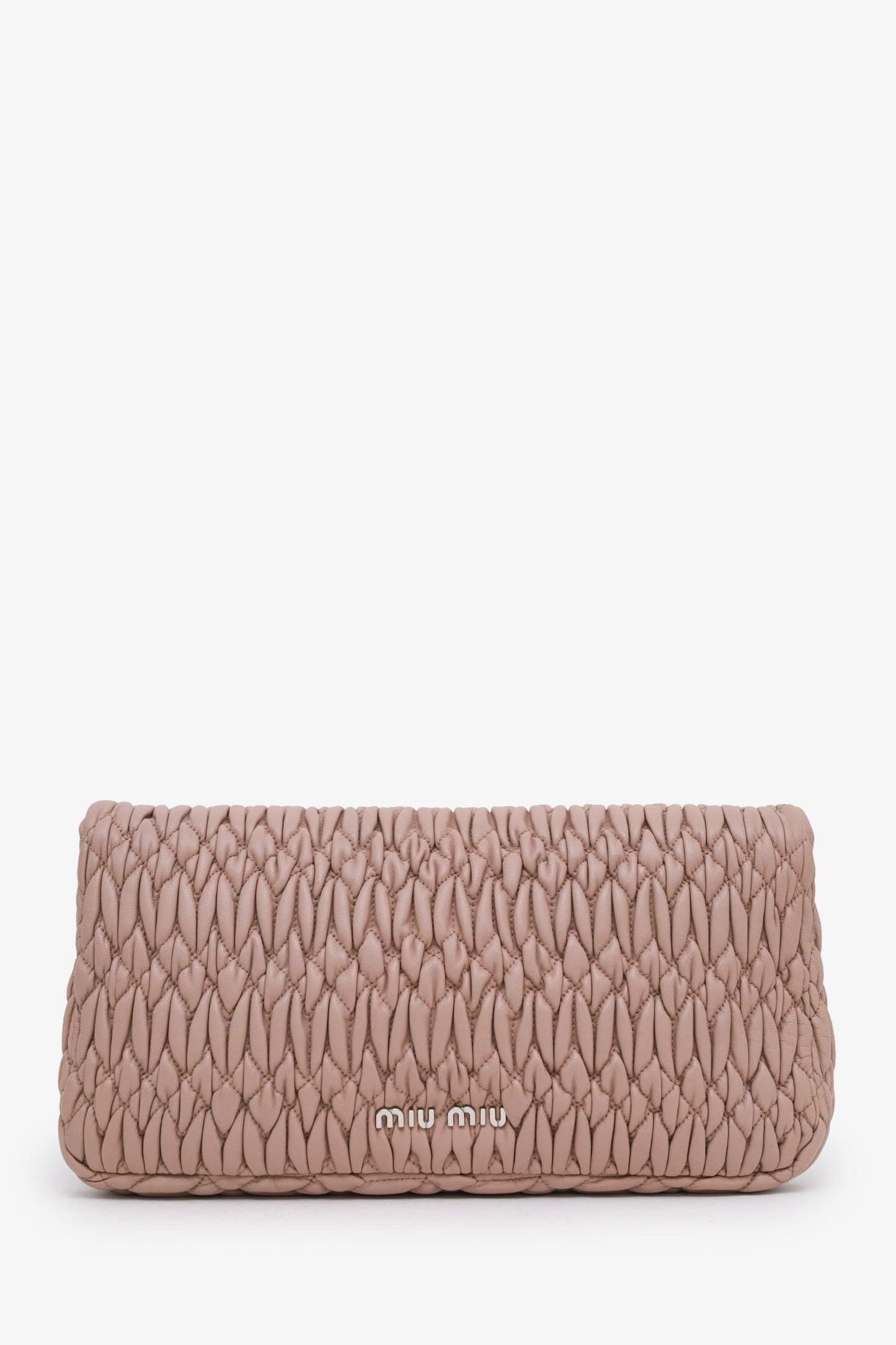 Miu Miu Pink Leather Matelasse Crystal Flap Shoulder Bag With Strap