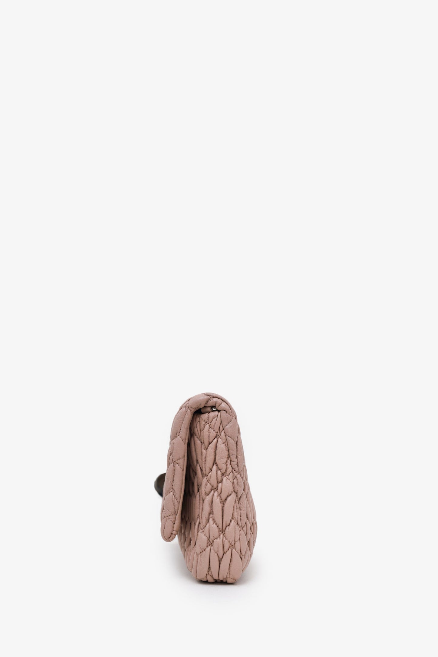 Miu Miu Pink Leather Matelasse Crystal Flap Shoulder Bag With Strap