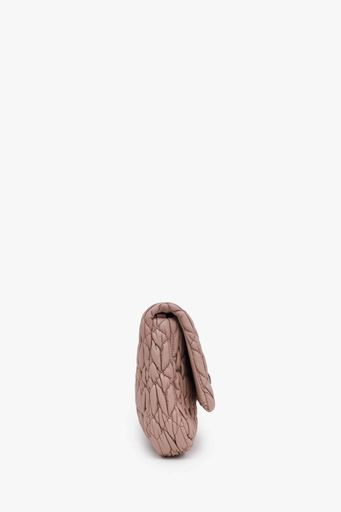 Miu Miu Pink Leather Matelasse Crystal Flap Shoulder Bag With Strap