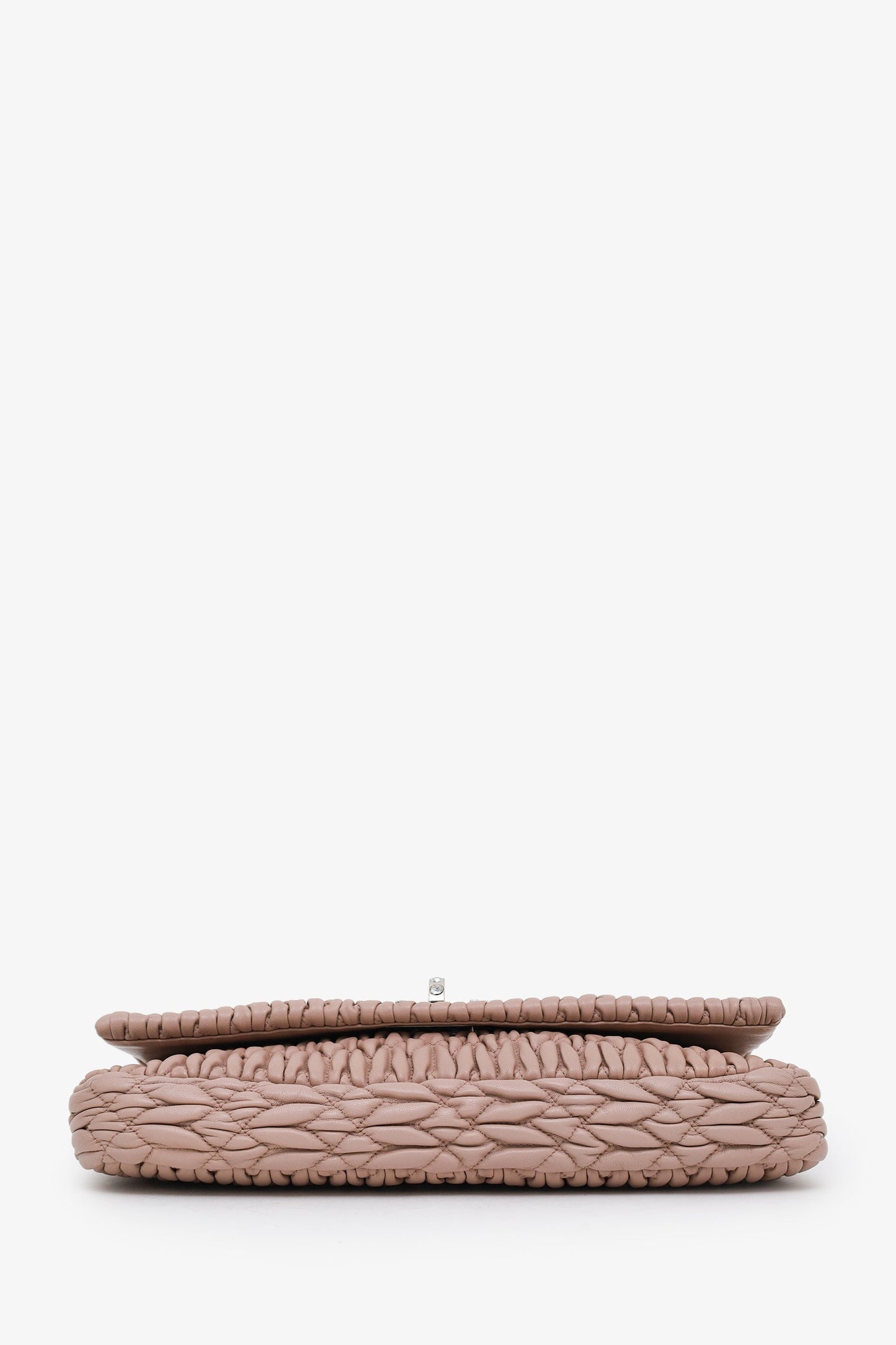 Miu Miu Pink Leather Matelasse Crystal Flap Shoulder Bag With Strap