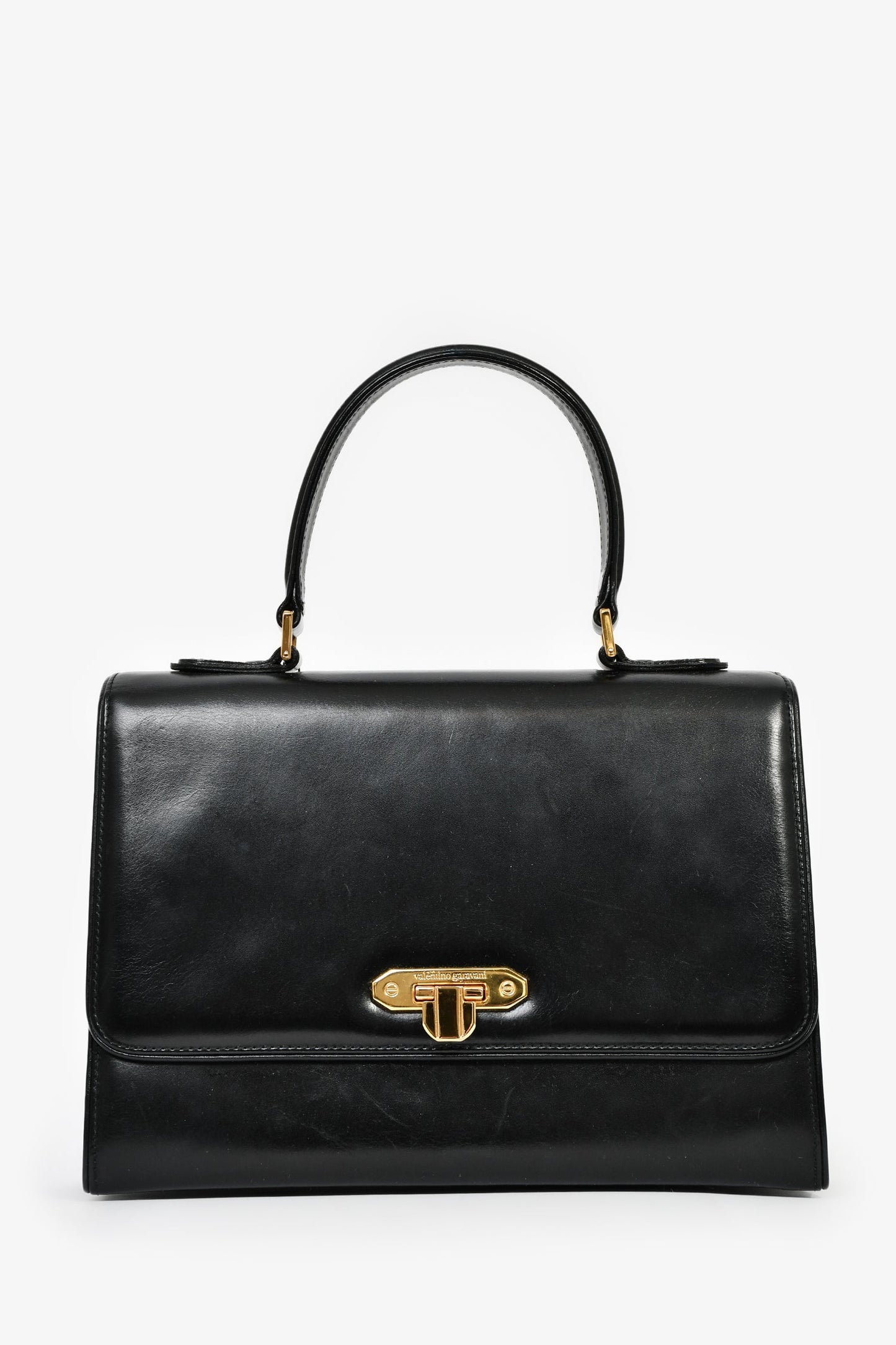 Valentino Garavani Vintage Black Leather Top Handle Bag