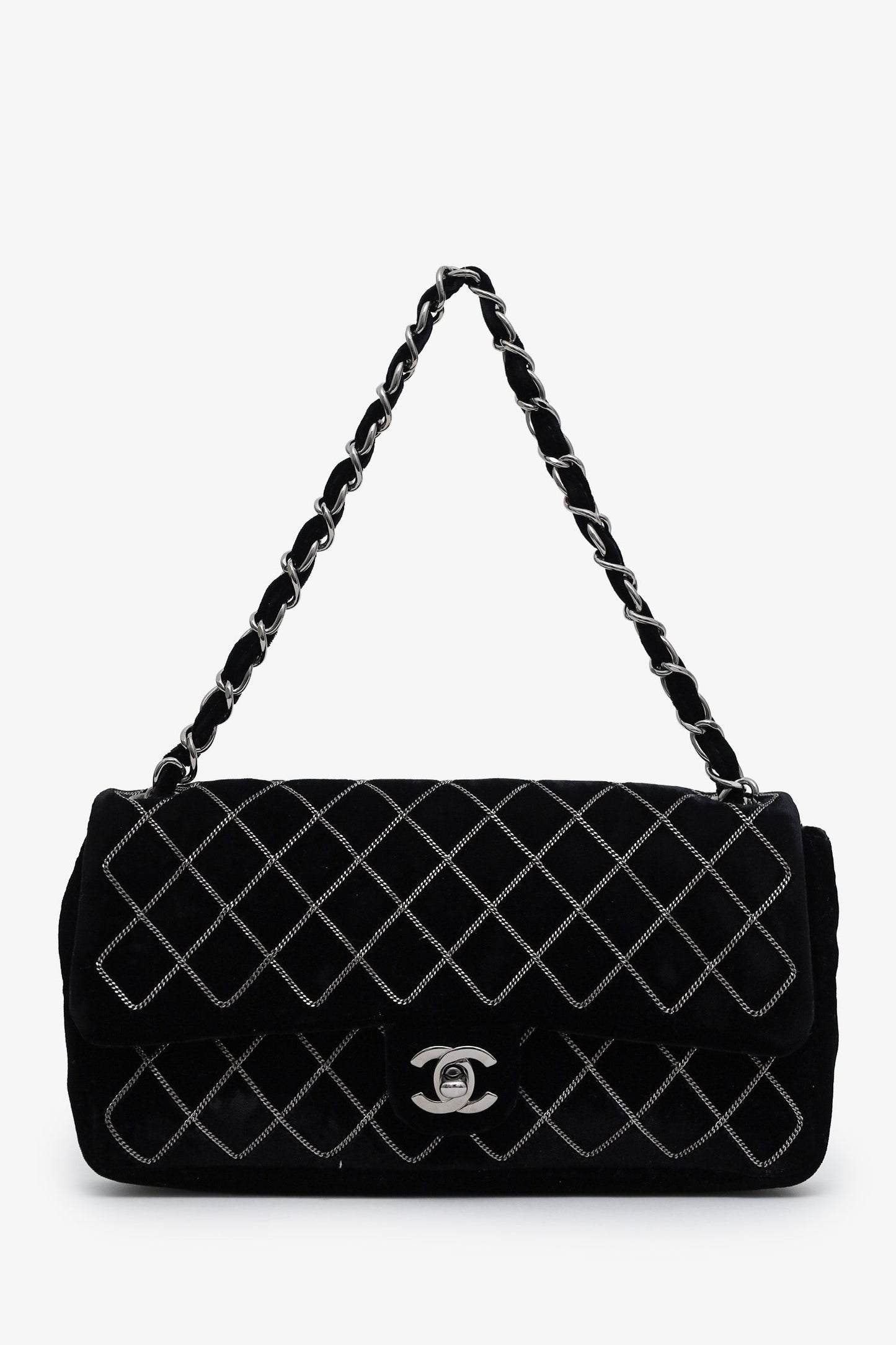 Chanel™ 2004-05 Black Velvet Classic Extra Mini Flap Bag