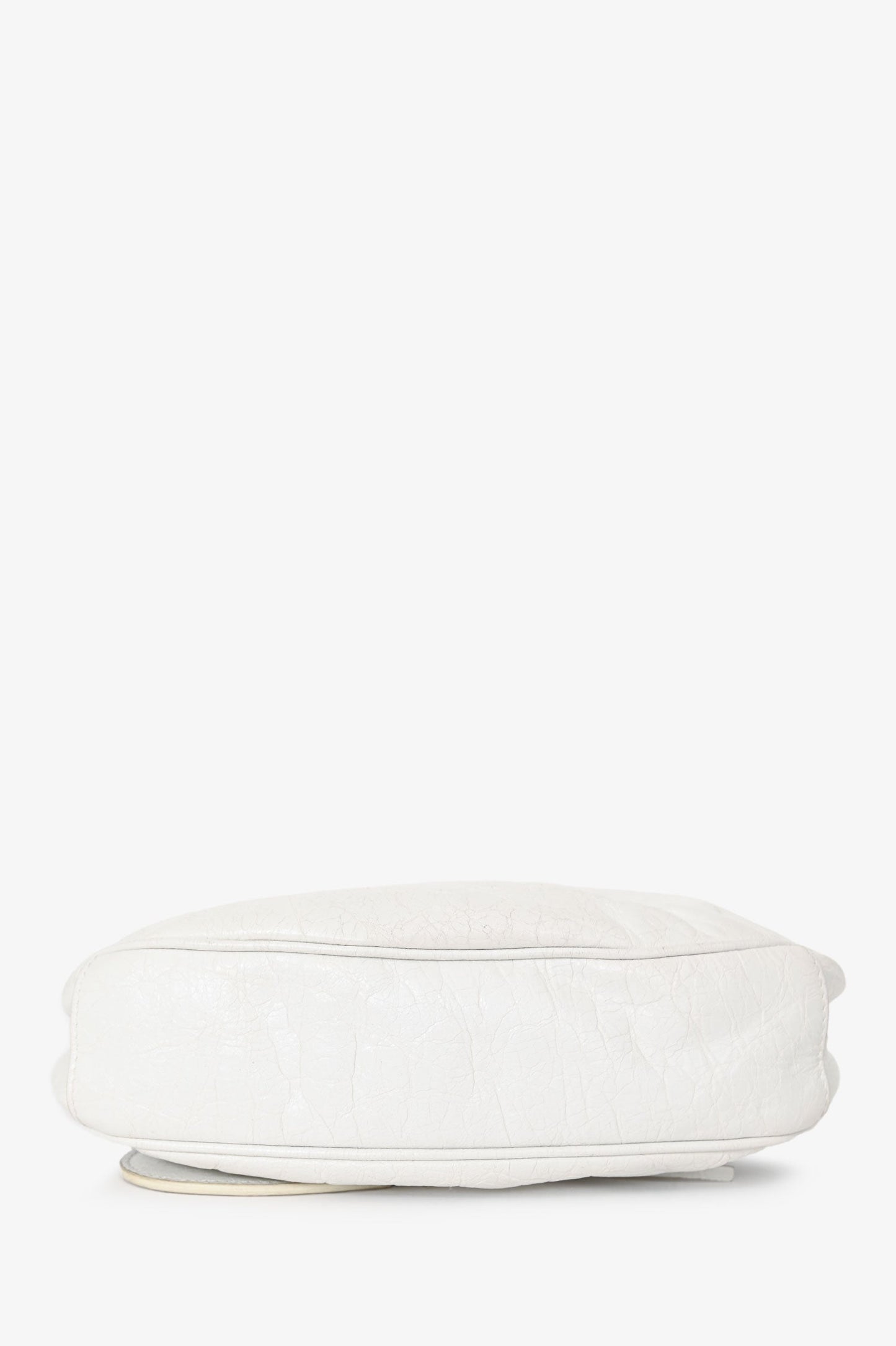 Balenciaga White Crankled Leather Le Cagole XS Crossbody