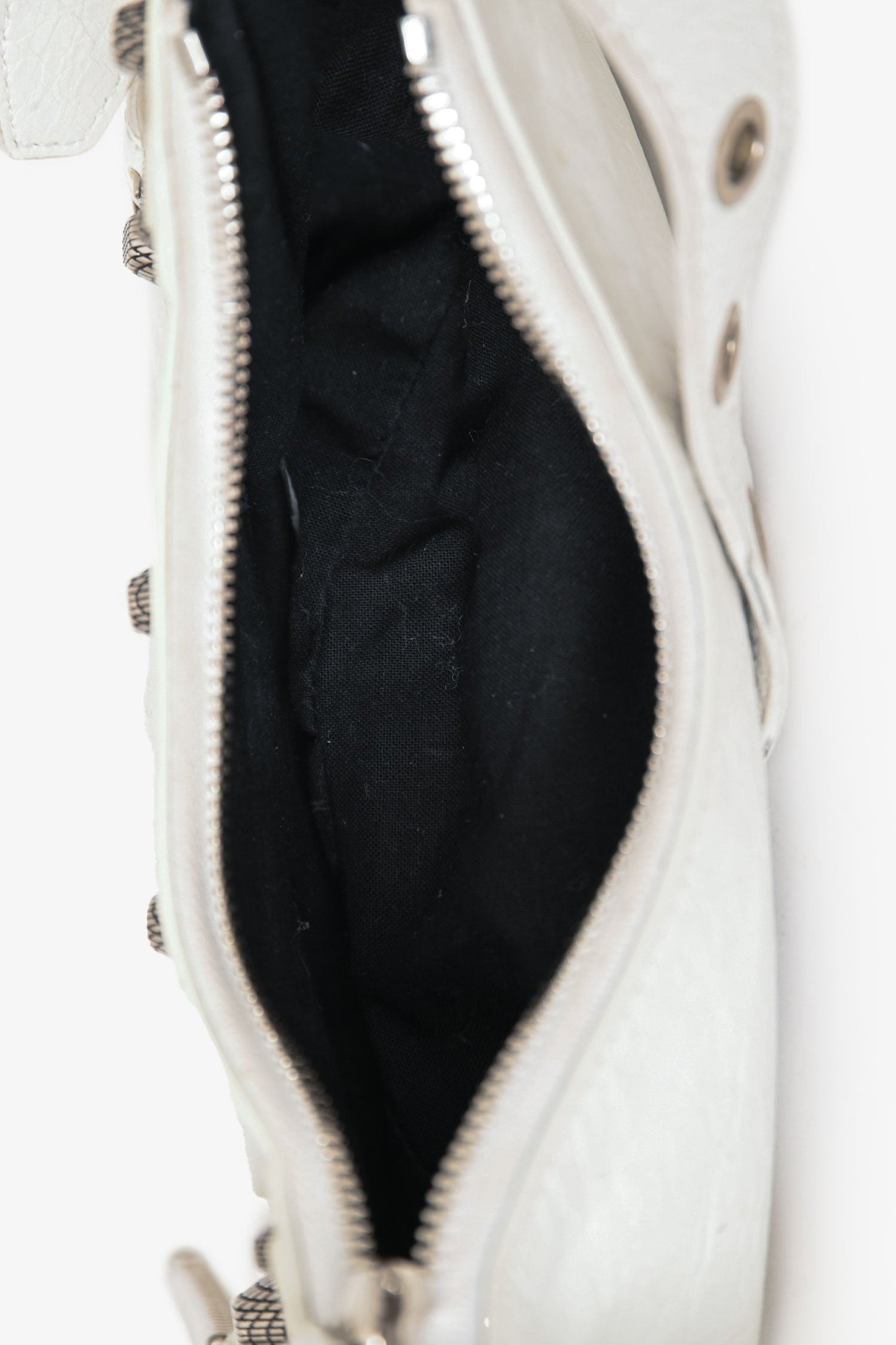 Balenciaga White Crankled Leather Le Cagole XS Crossbody
