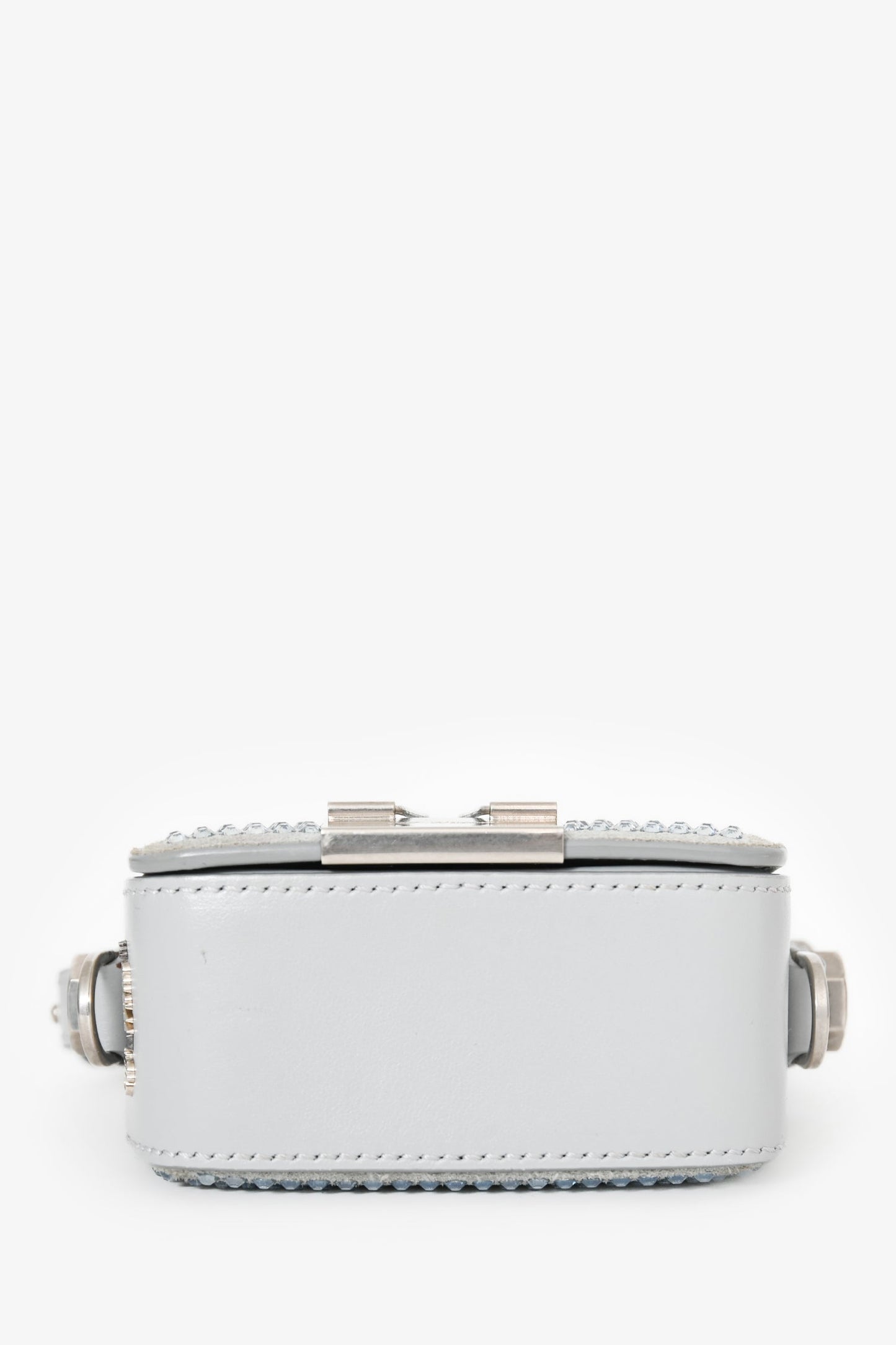 Off-White Grey Suede Swarovski Crystal Baby Binder Clip Bag