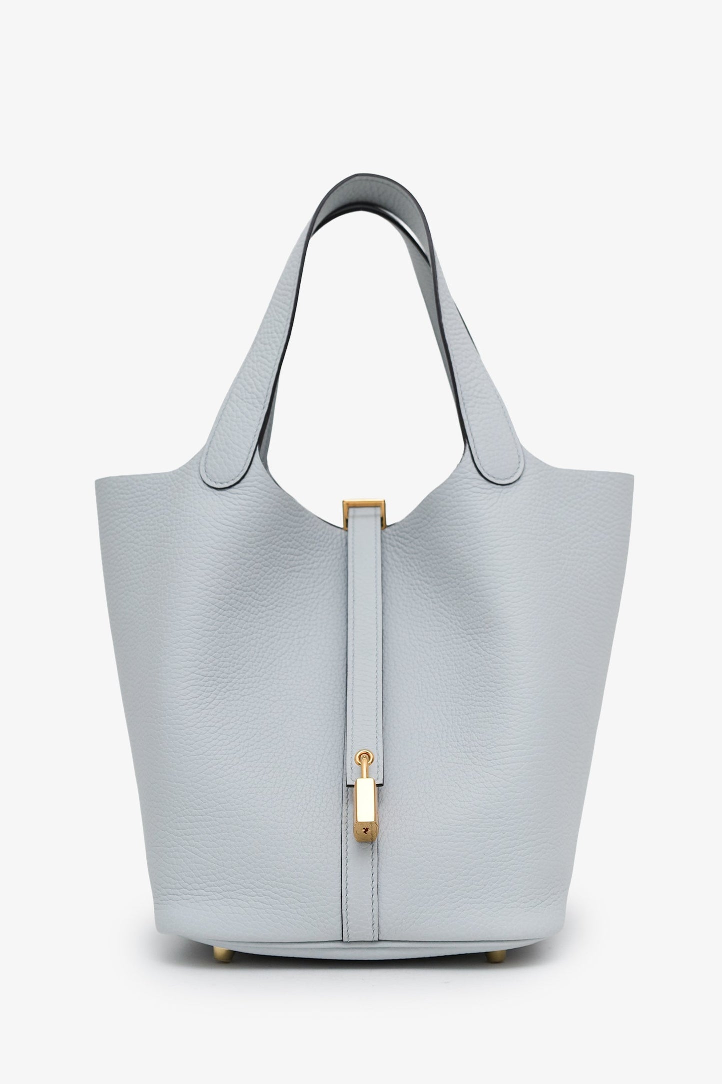 Hermes’ 2022 Pale Blue Togo Leather Picotin 22 With Key + Lock