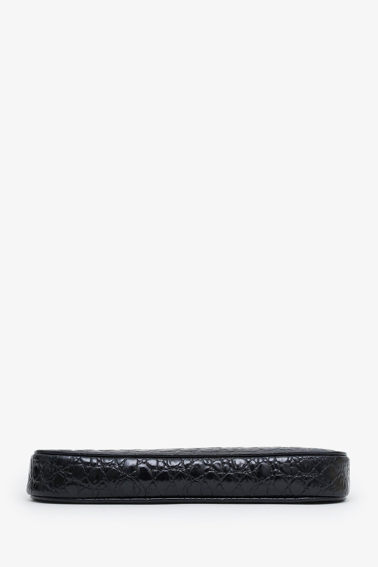 By Far Black Croc Embossed Rachel Leather Shoulder Bag
