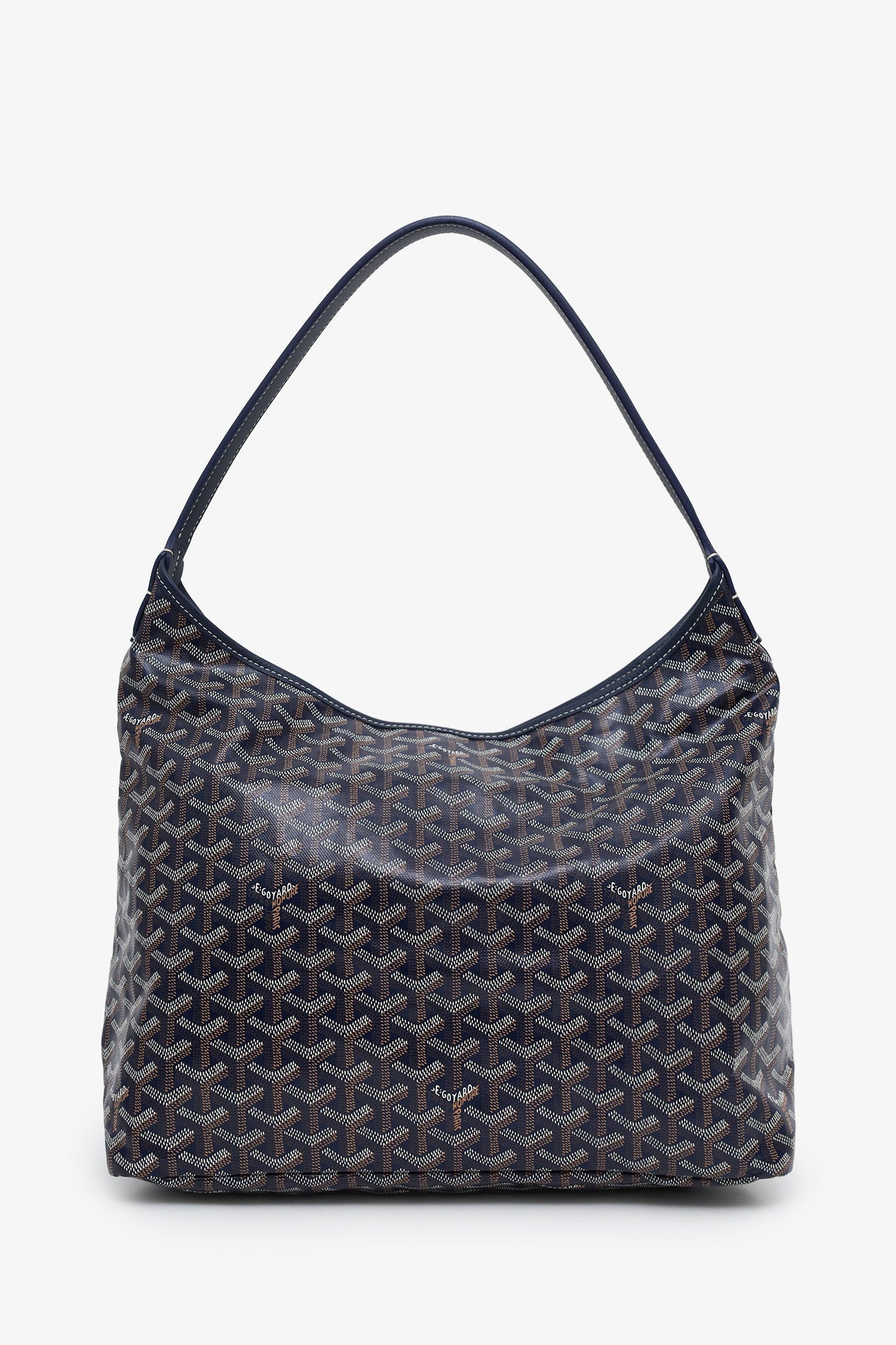 Goyard Navy Blue Goyardine Hobo Bag With Pouch