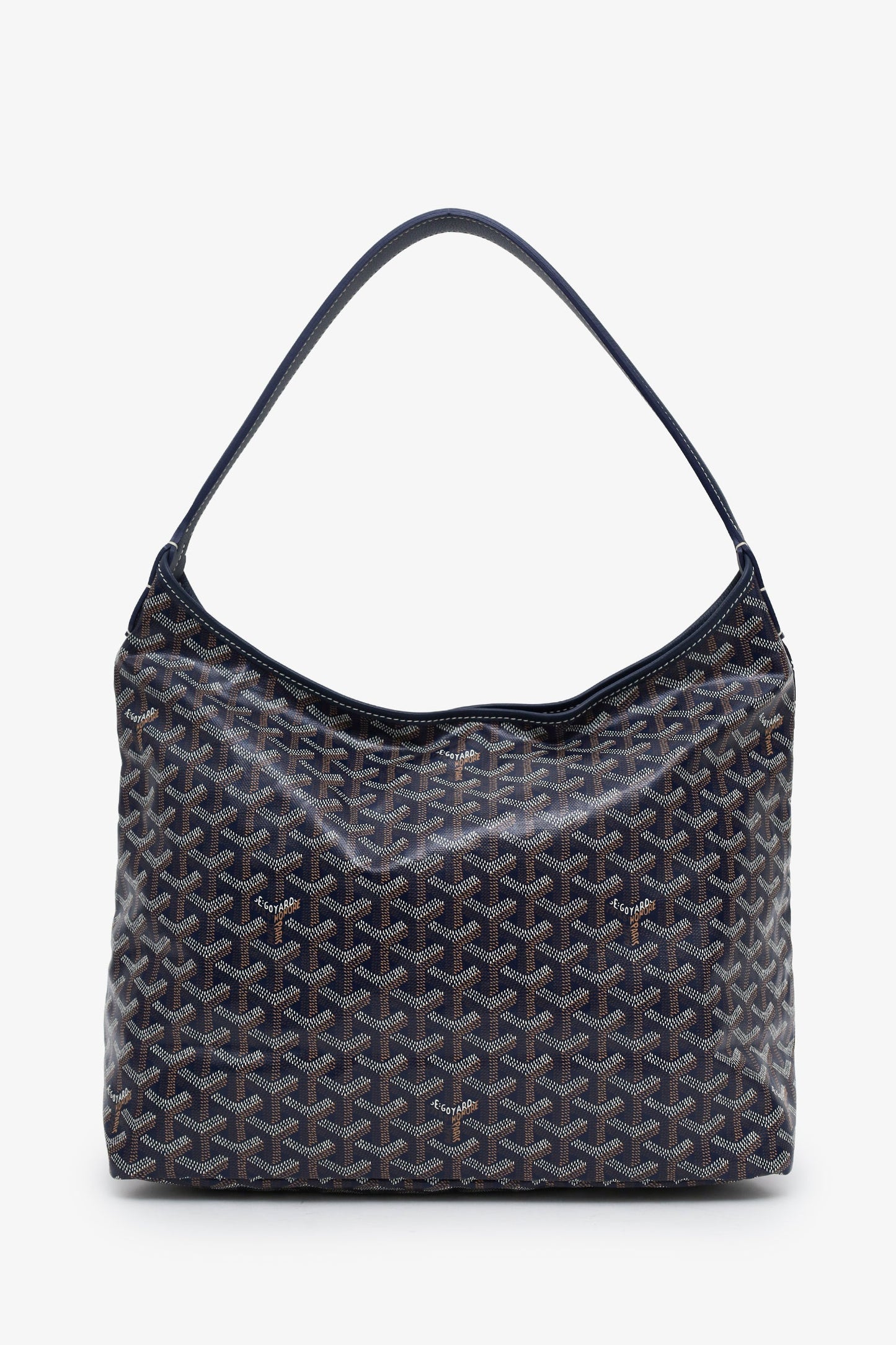 Goyard Navy Blue Goyardine Hobo Bag With Pouch
