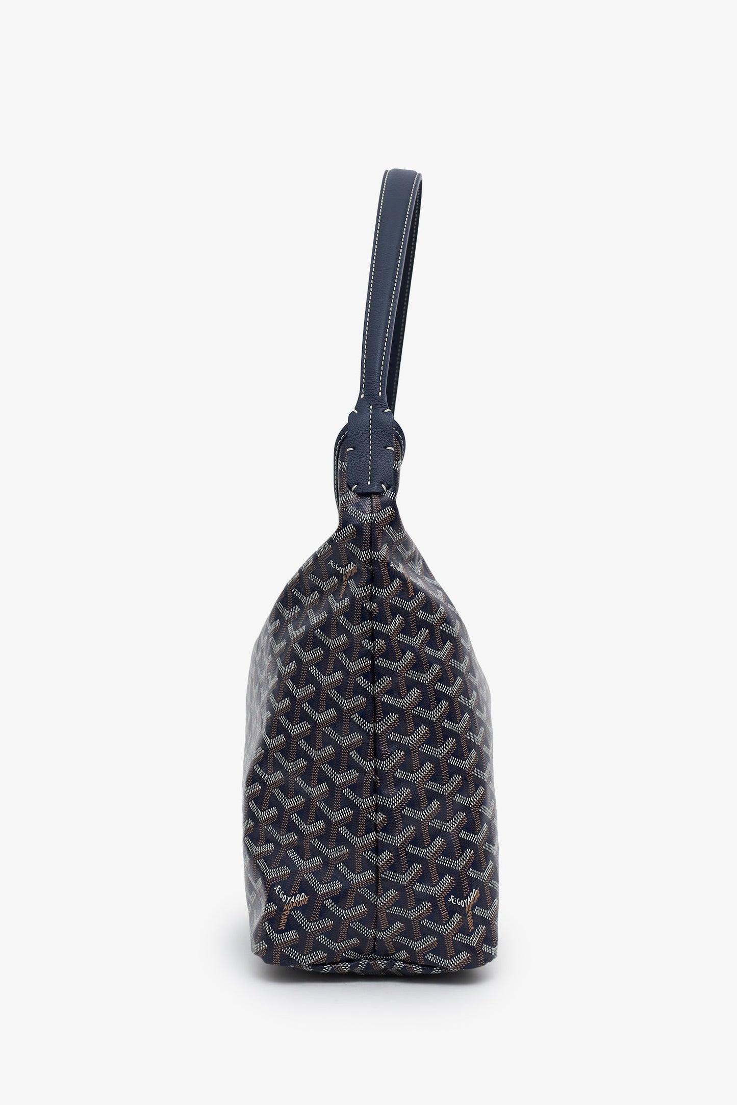 Goyard Navy Blue Goyardine Hobo Bag With Pouch