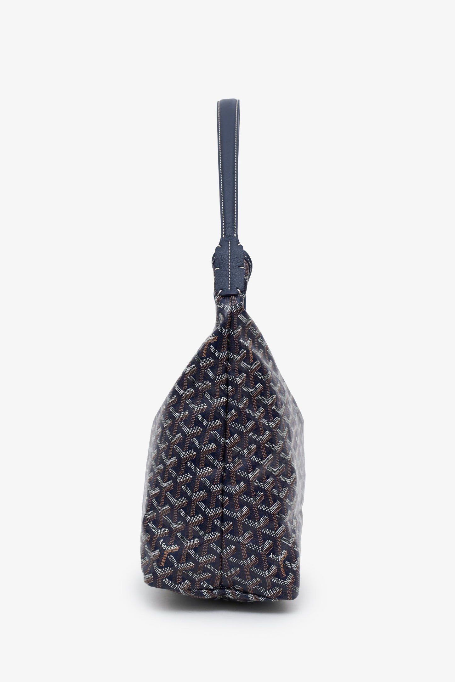 Goyard Navy Blue Goyardine Hobo Bag With Pouch