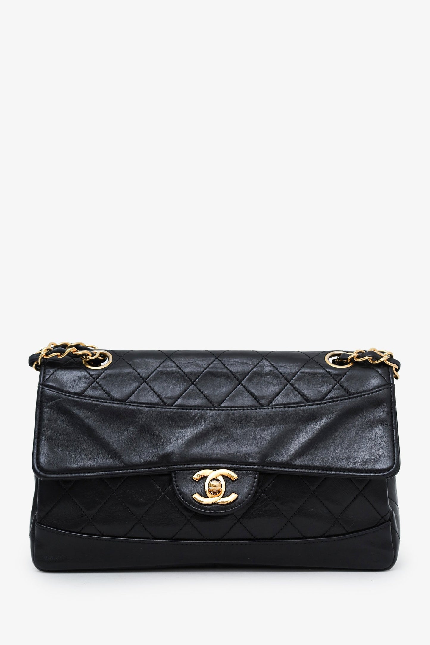 Chanel™ 1989 Black Lambskin Single Flap Shoulder Bag