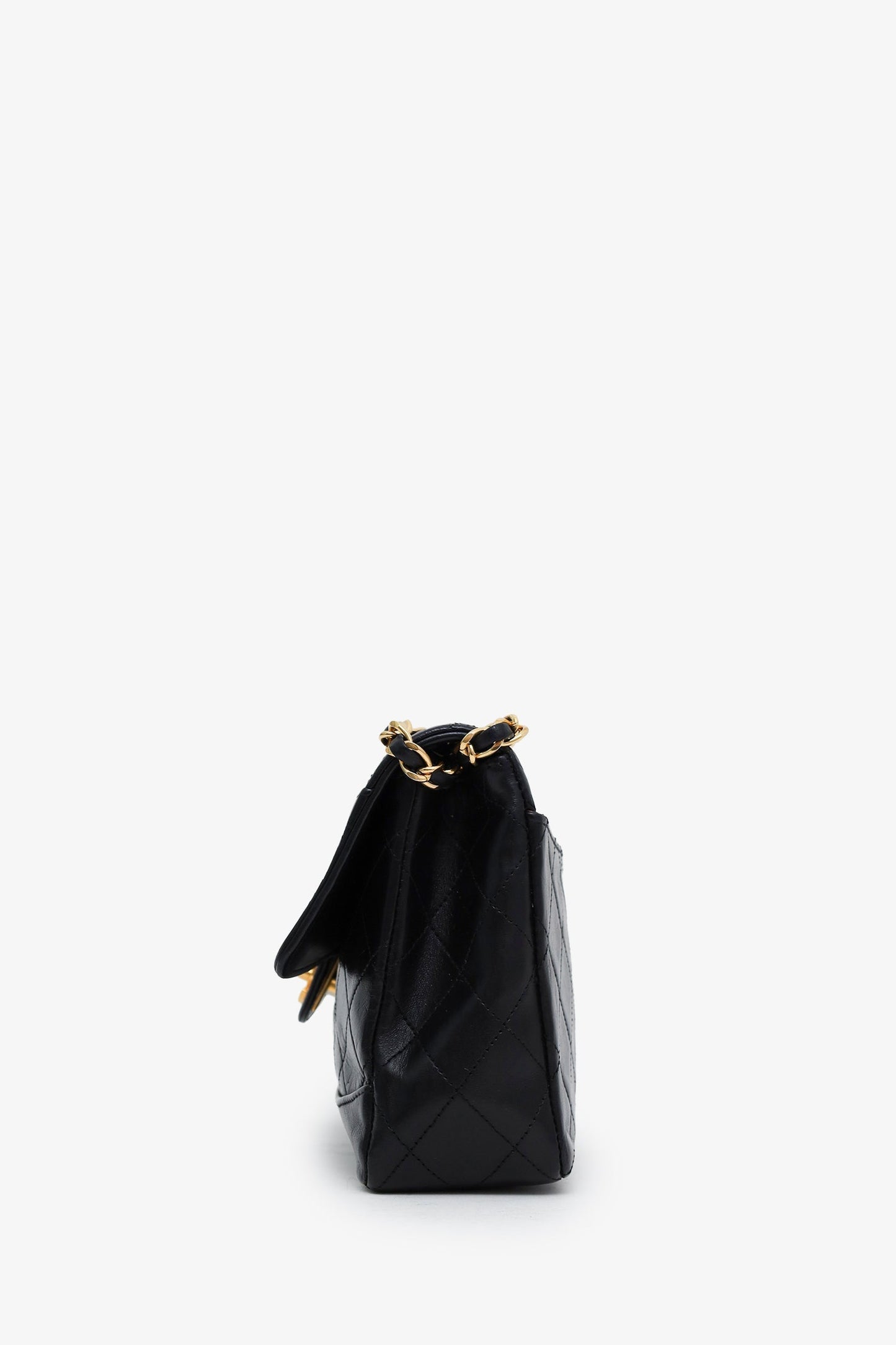 Chanel™ 1989 Black Lambskin Single Flap Shoulder Bag