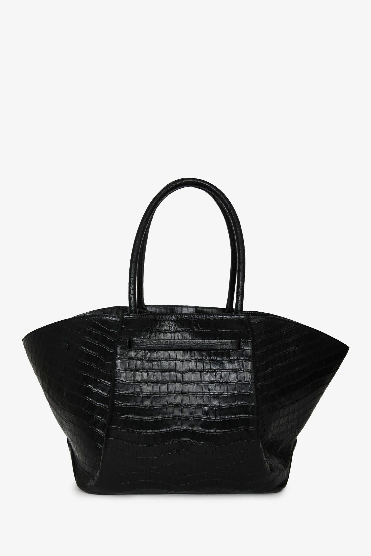 Demellier Black Croc Embossed Leather 'New York' Tote Bag