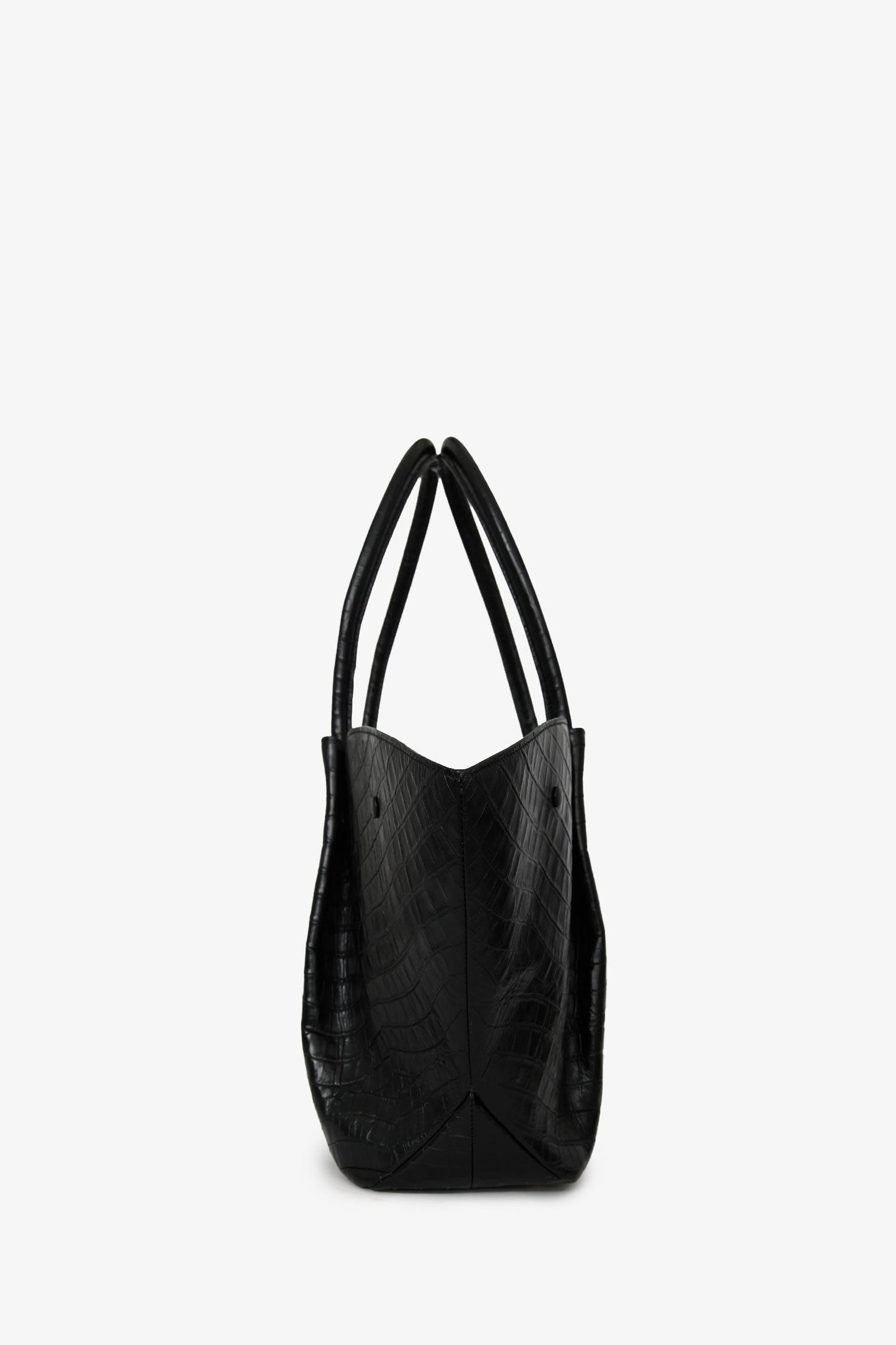 Demellier Black Croc Embossed Leather 'New York' Tote Bag