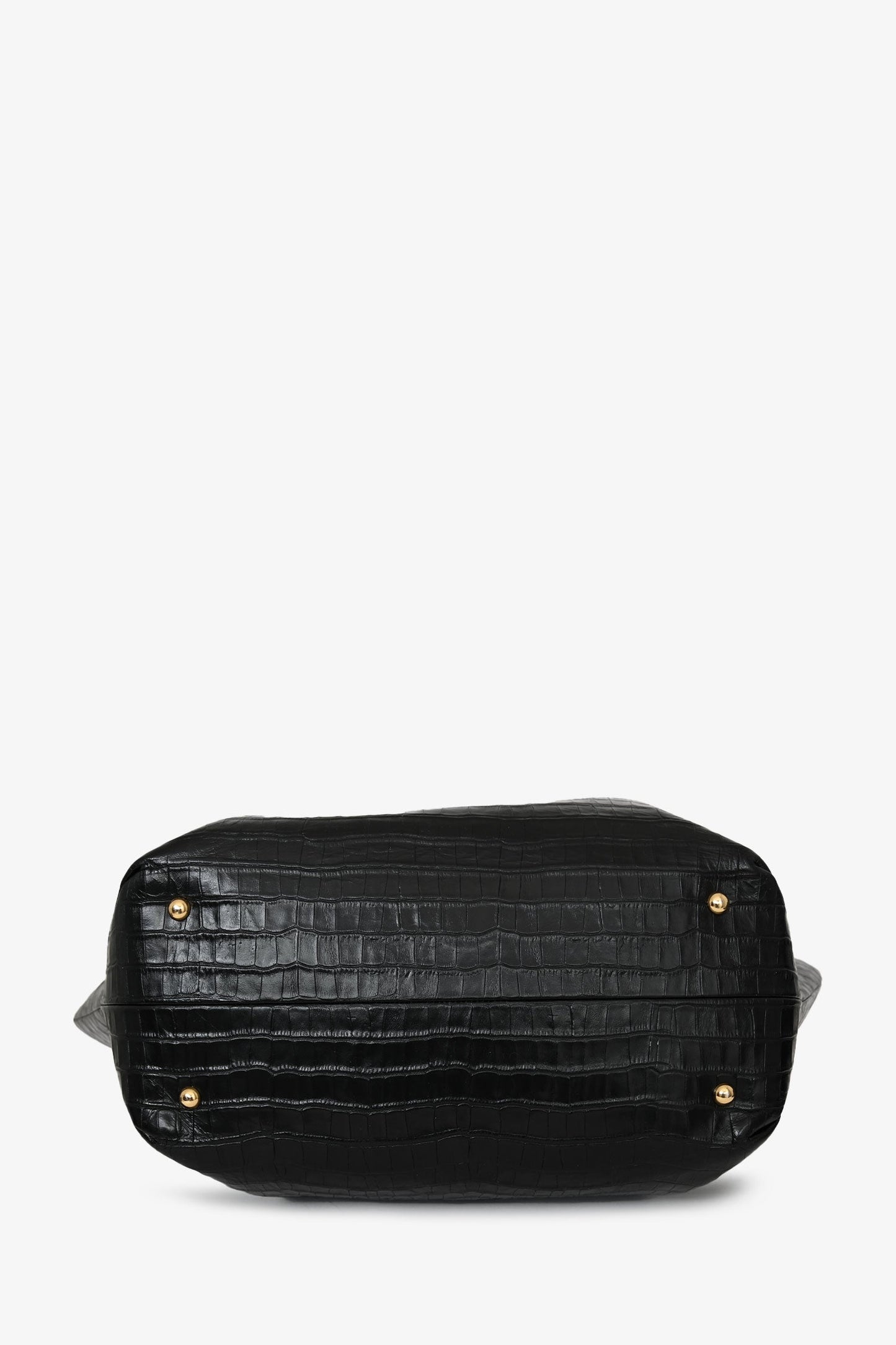 Demellier Black Croc Embossed Leather 'New York' Tote Bag