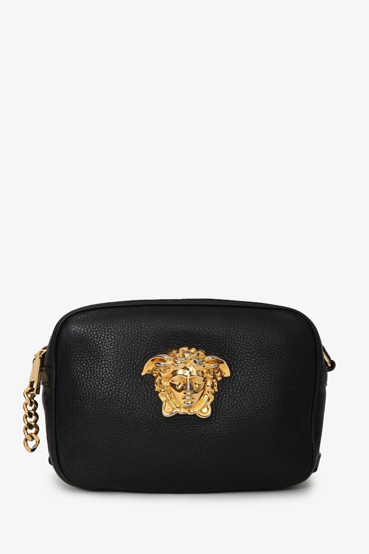 Versace Black Leather Medusa Camera Crossbody Bag