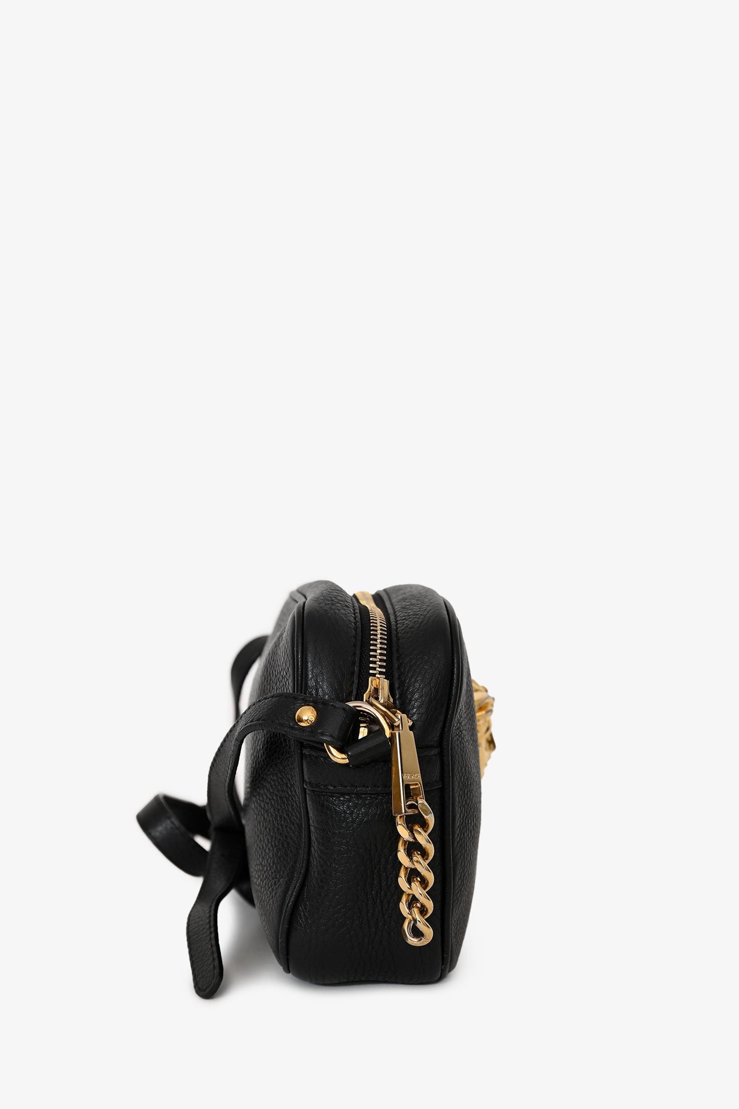 Versace Black Leather Medusa Camera Crossbody Bag