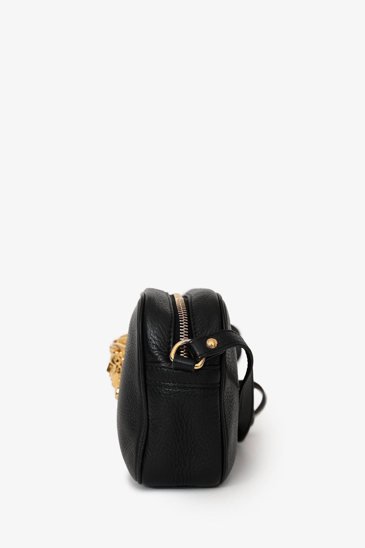 Versace Black Leather Medusa Camera Crossbody Bag
