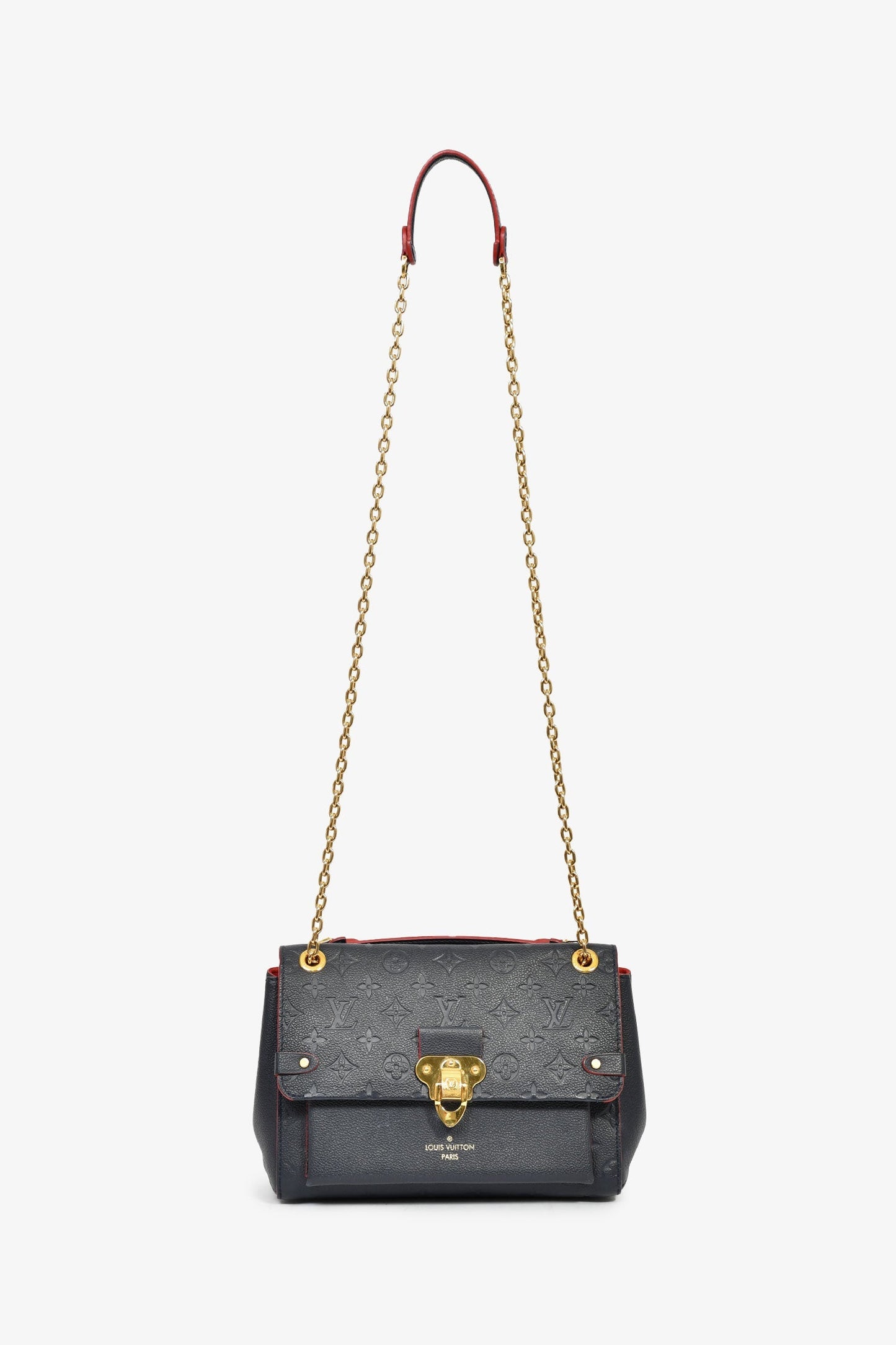 Louis Vuitton Blue/Red Empreinte Leather 'Vavin' PM Shoulder Bag