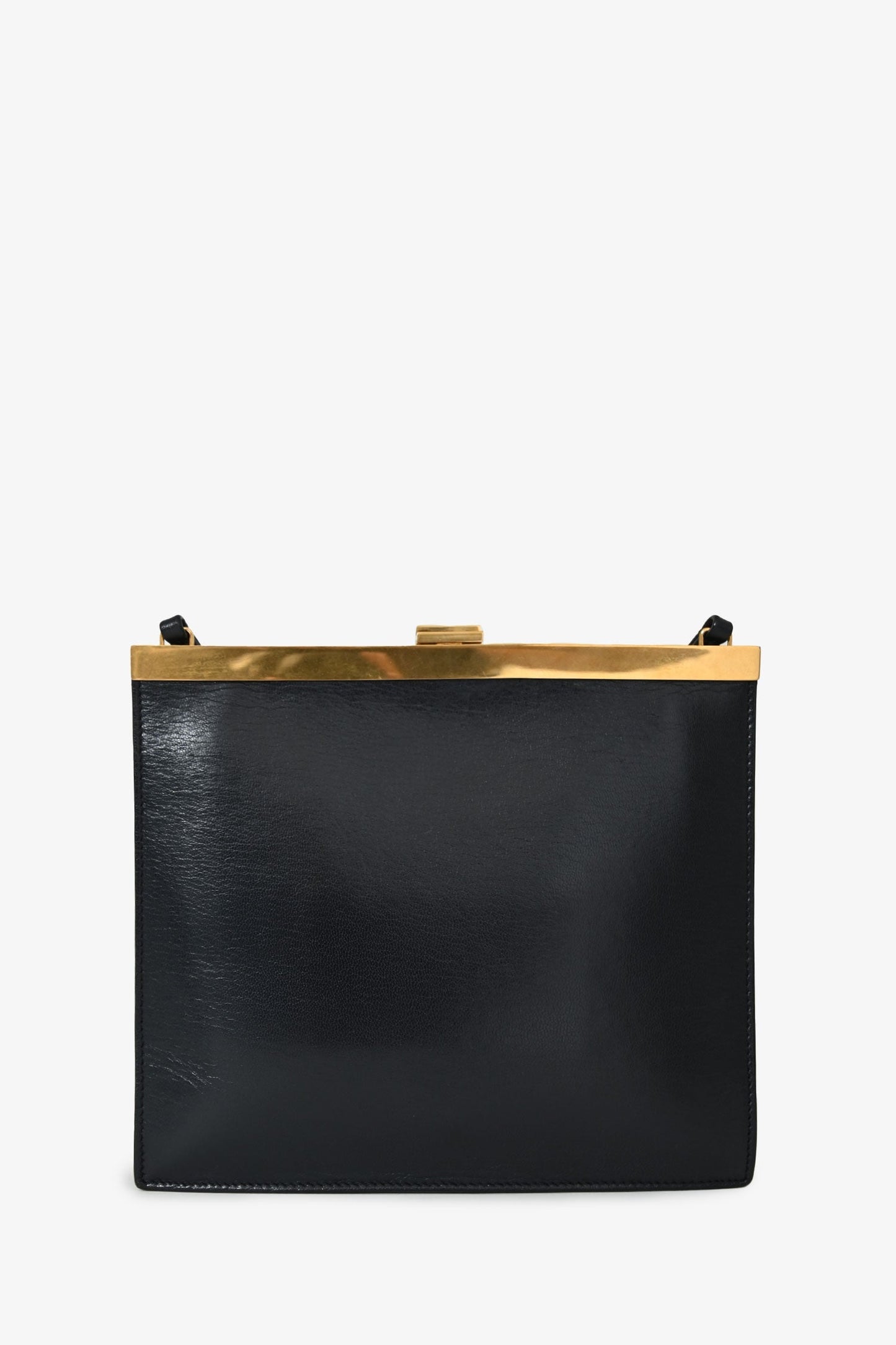 Celine Black Leather Small Clasp Shoulder Bag