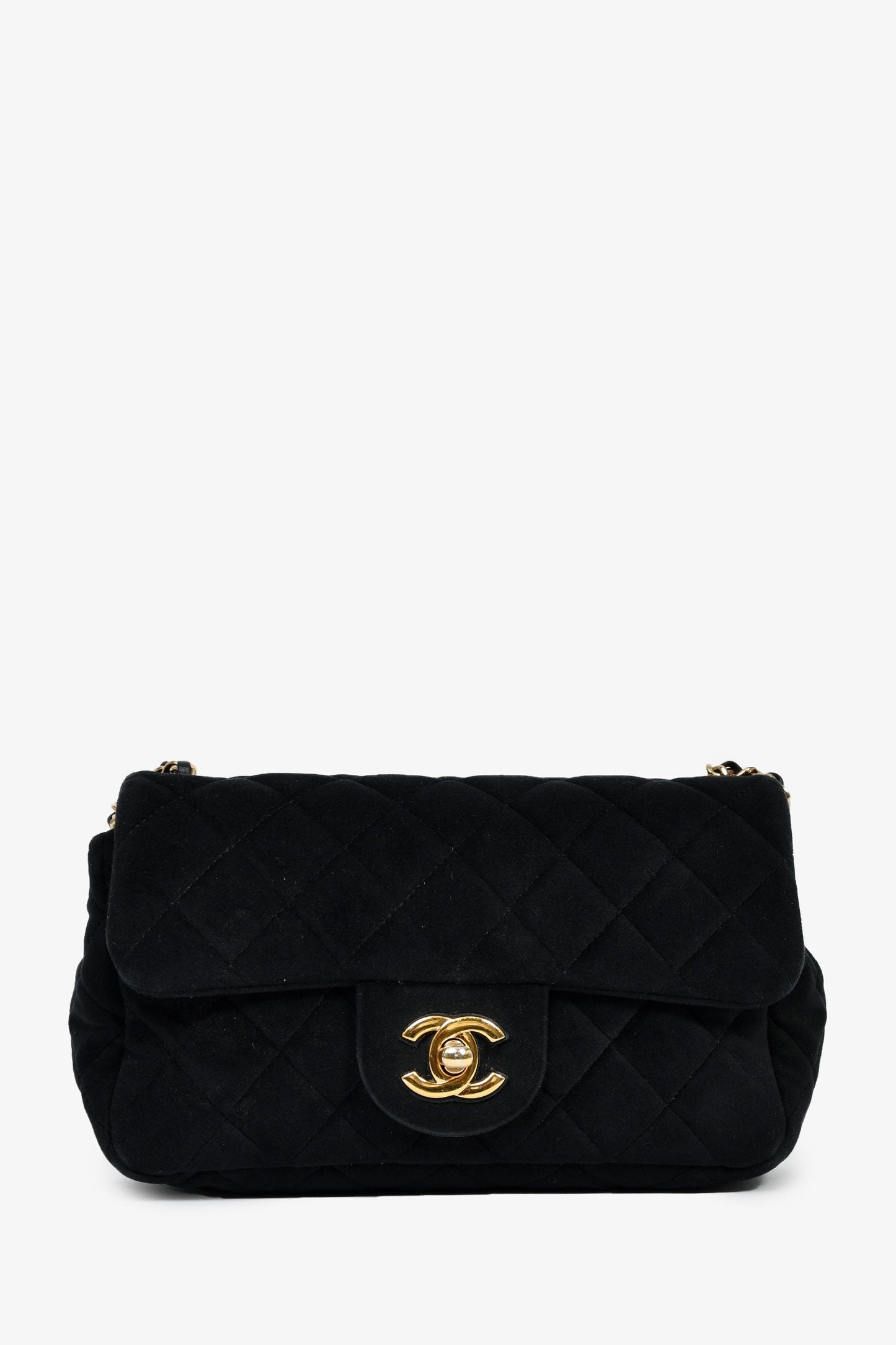 Chanel™ 2019/20 Black Quilted Velvet Crystal Pearl Crush Mini Rectangle Flap Bag