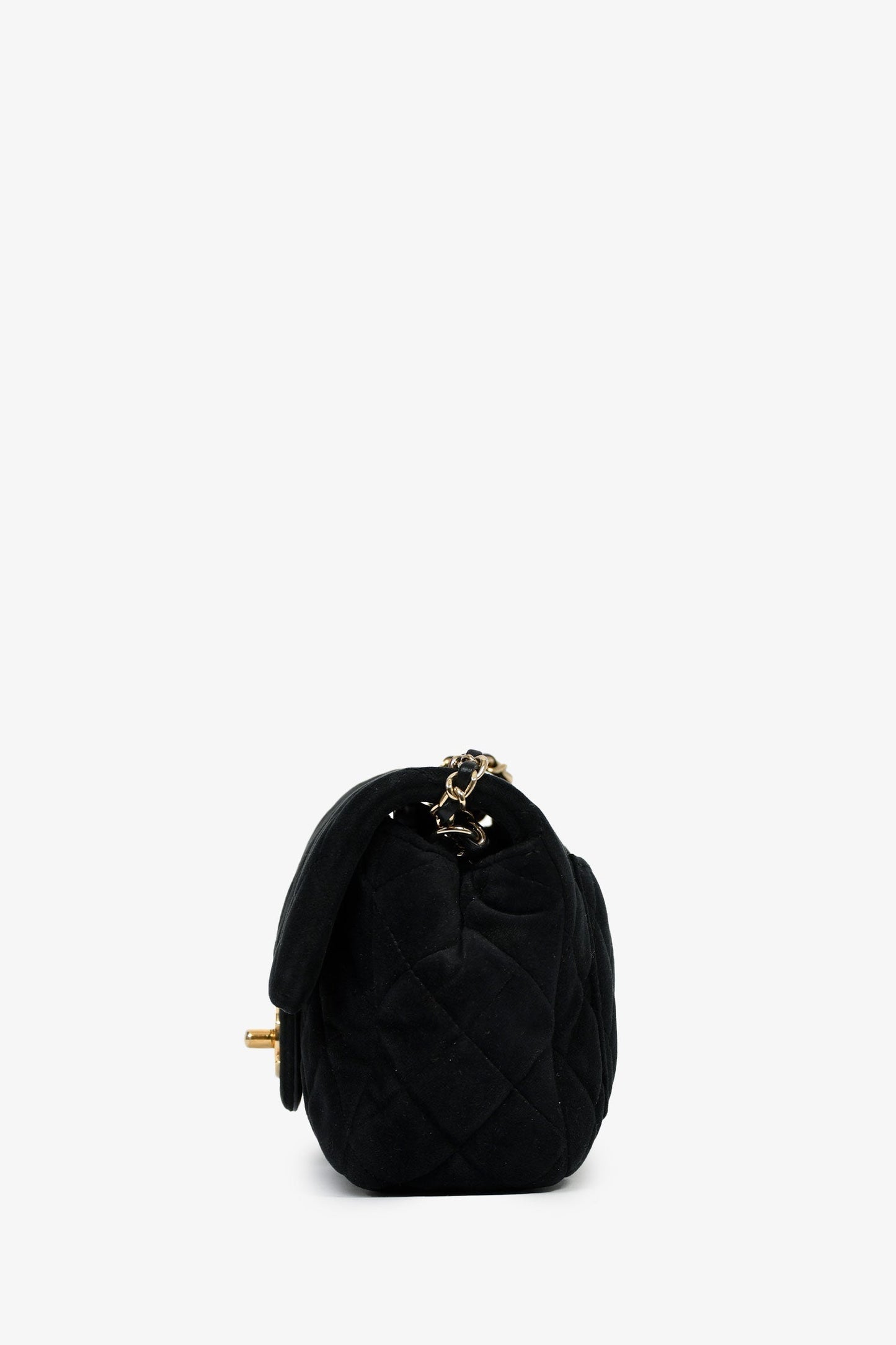 Chanel™ 2019/20 Black Quilted Velvet Crystal Pearl Crush Mini Rectangle Flap Bag