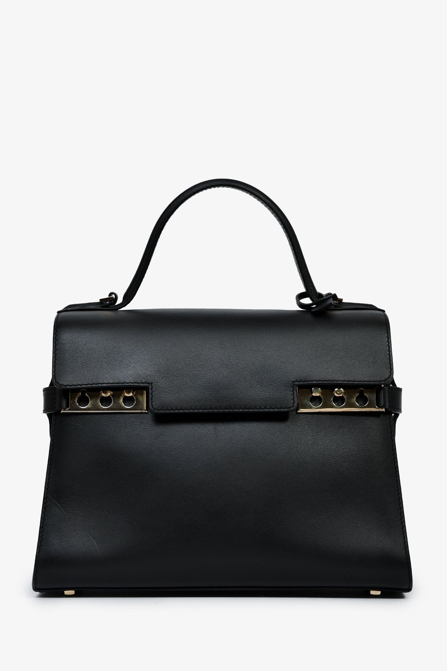 Delvaux Black Leather 'Tempete' MM Top Handle