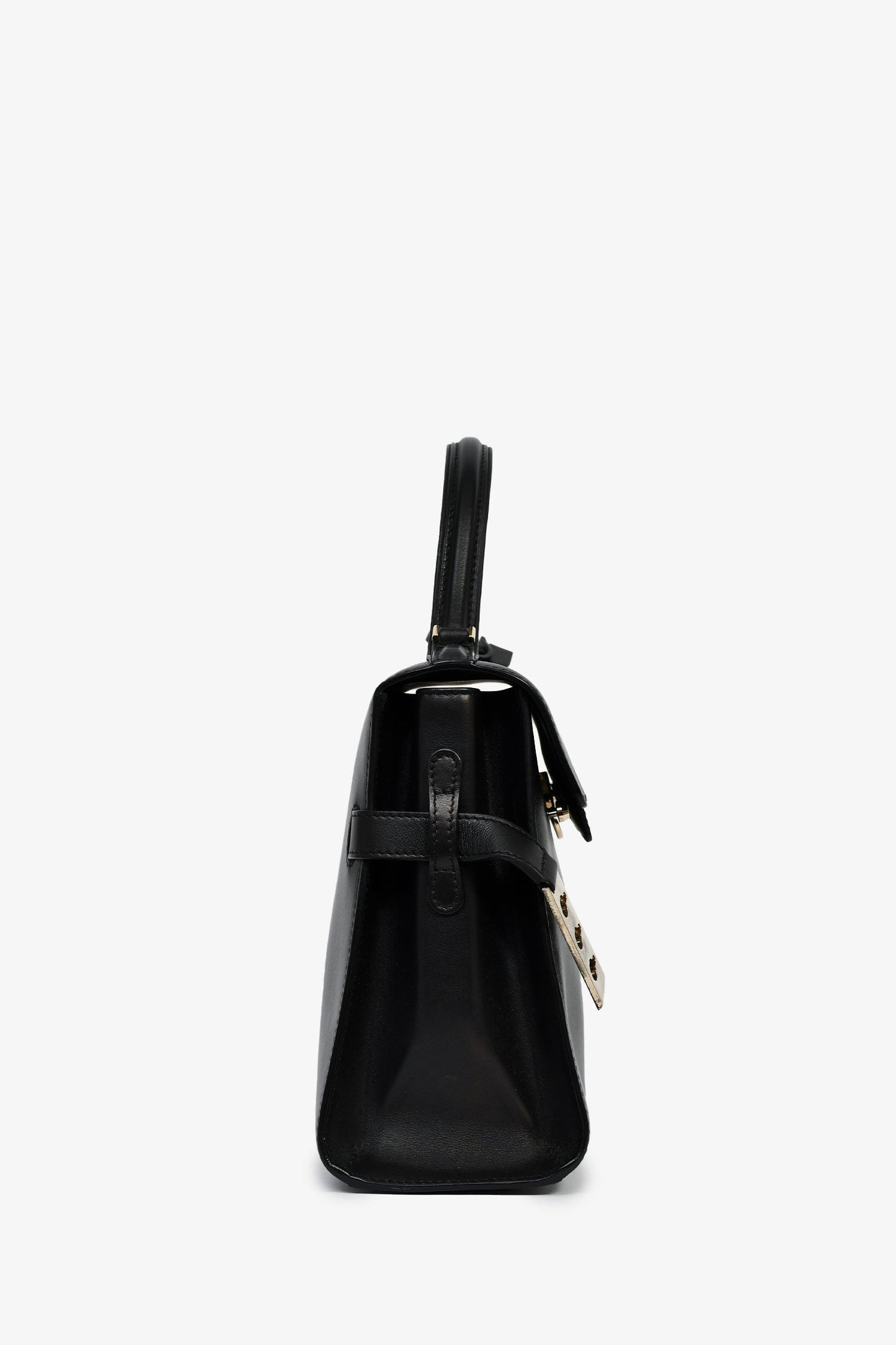 Delvaux Black Leather 'Tempete' MM Top Handle