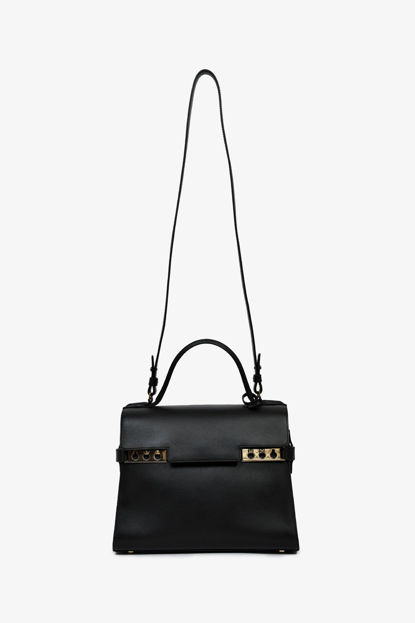 Delvaux Black Leather 'Tempete' MM Top Handle