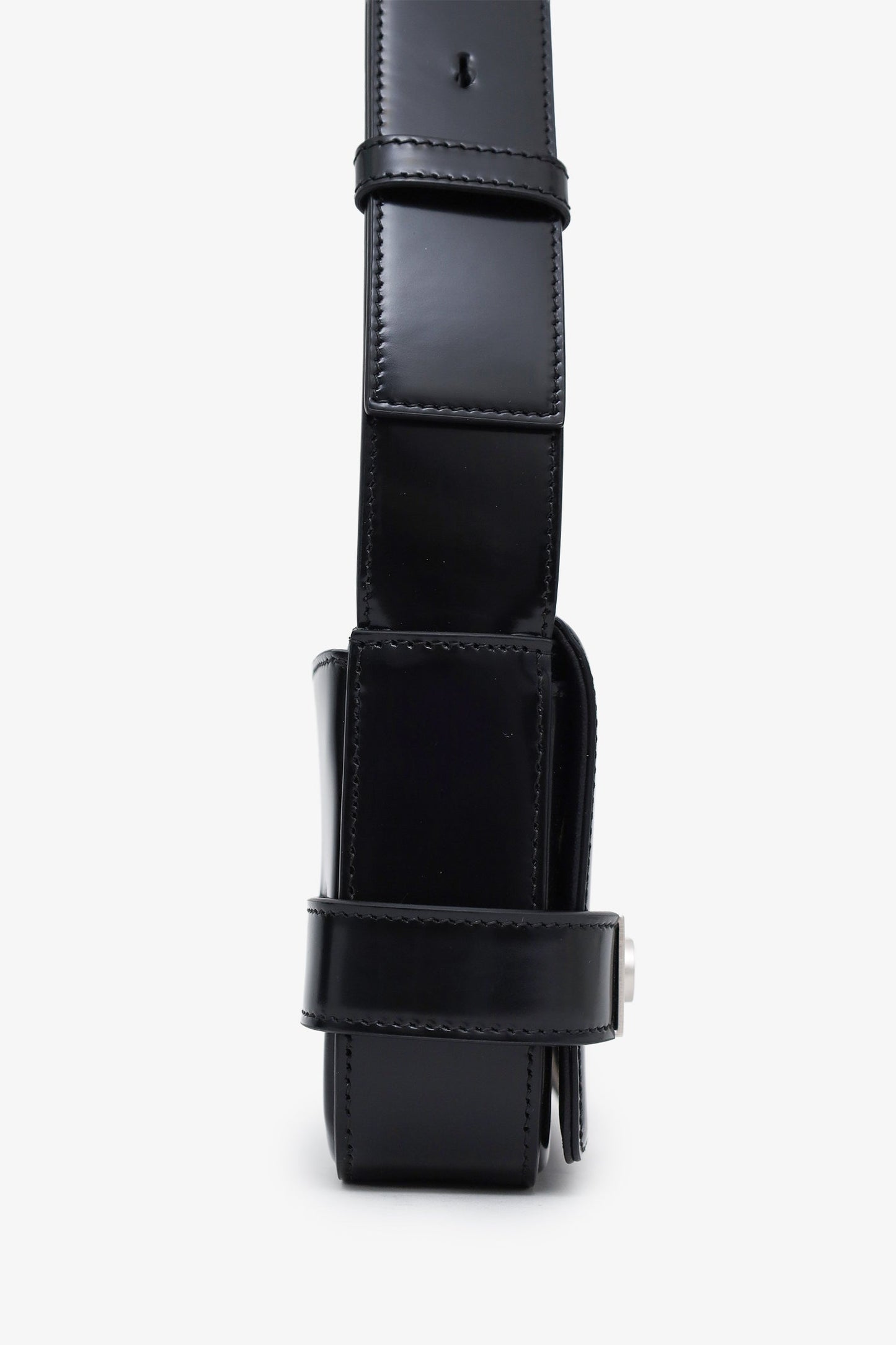 Salvatore Ferragamo Black Patent Leather Clasp Shoulder Bag
