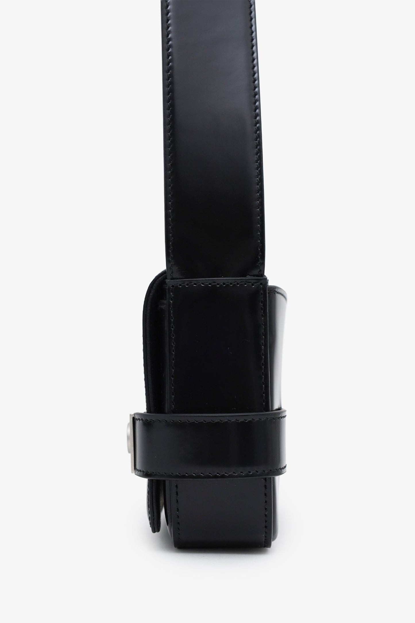 Salvatore Ferragamo Black Patent Leather Clasp Shoulder Bag