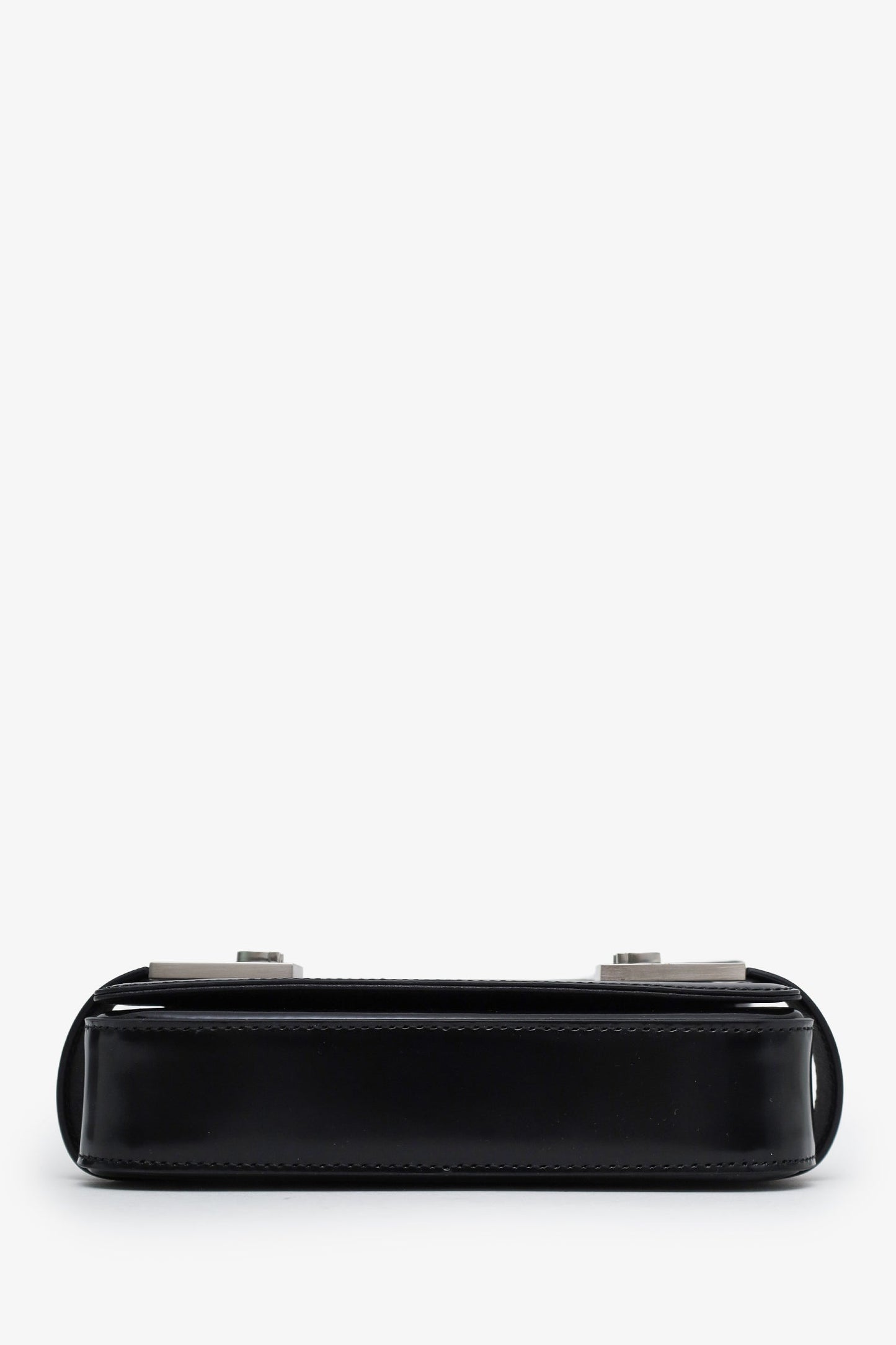Salvatore Ferragamo Black Patent Leather Clasp Shoulder Bag