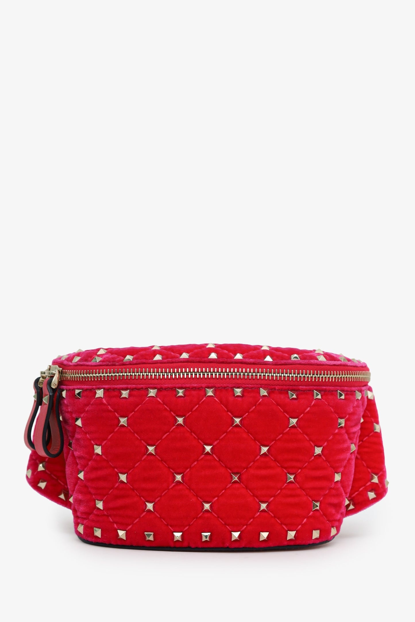 Valentino Pink Velvet/Lambskin Rockstud Belt Bag
