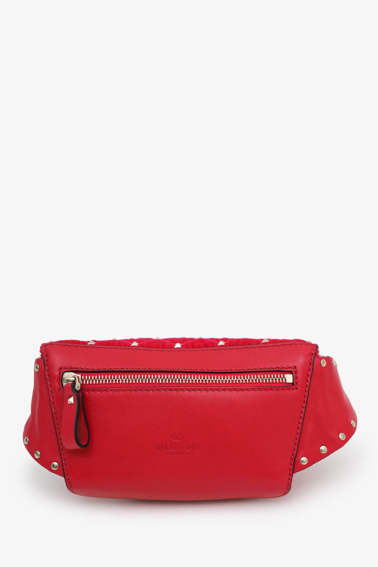 Valentino Pink Velvet/Lambskin Rockstud Belt Bag