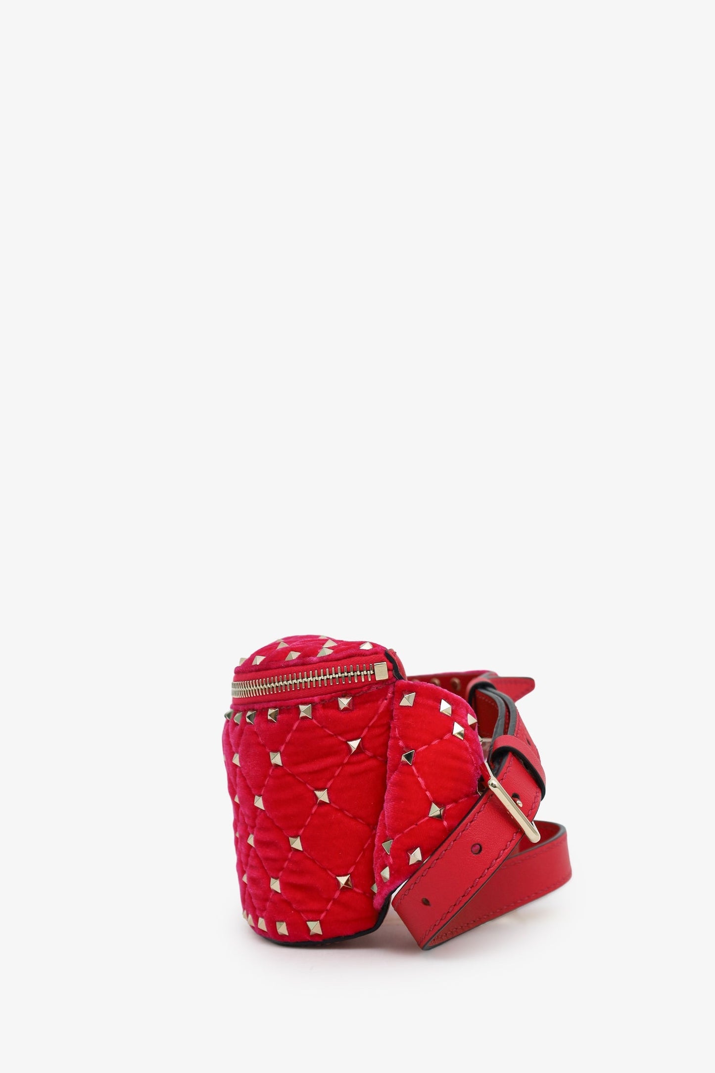 Valentino Pink Velvet/Lambskin Rockstud Belt Bag