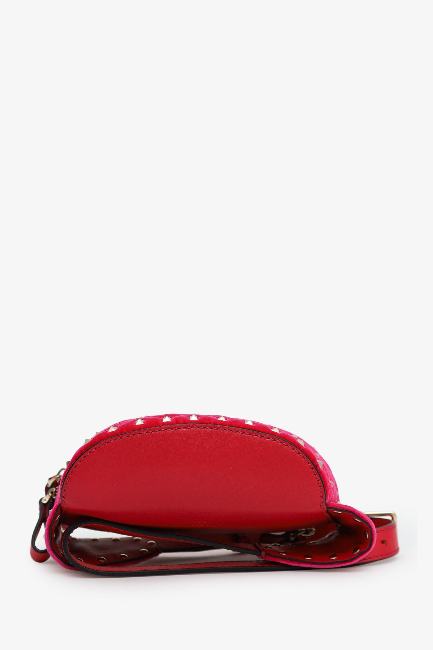 Valentino Pink Velvet/Lambskin Rockstud Belt Bag