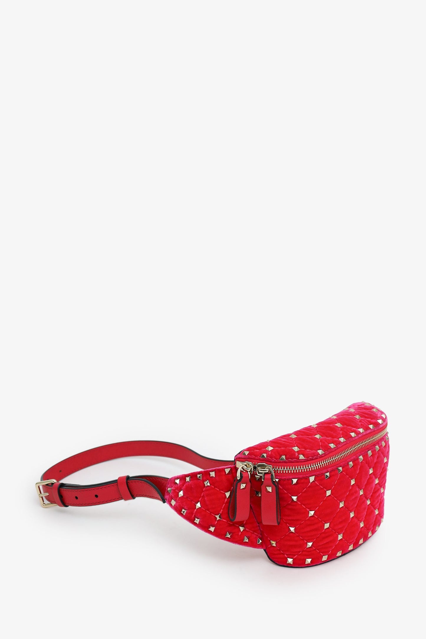 Valentino Pink Velvet/Lambskin Rockstud Belt Bag