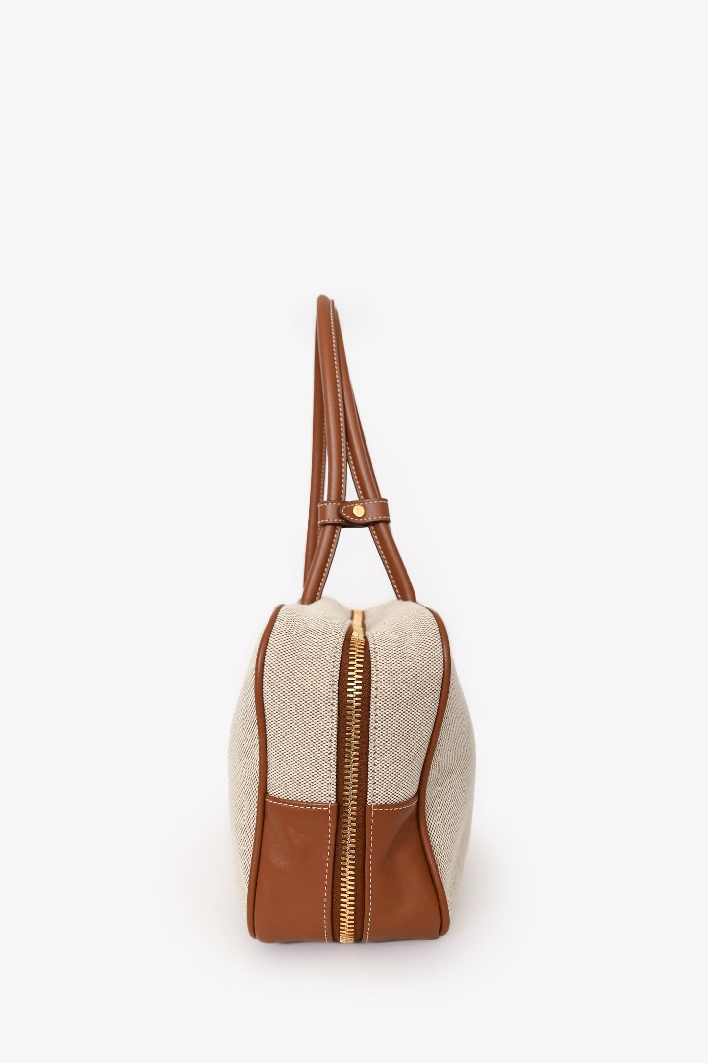 Miu Miu Cream Canvas Brown Leather Beau Tote Bag