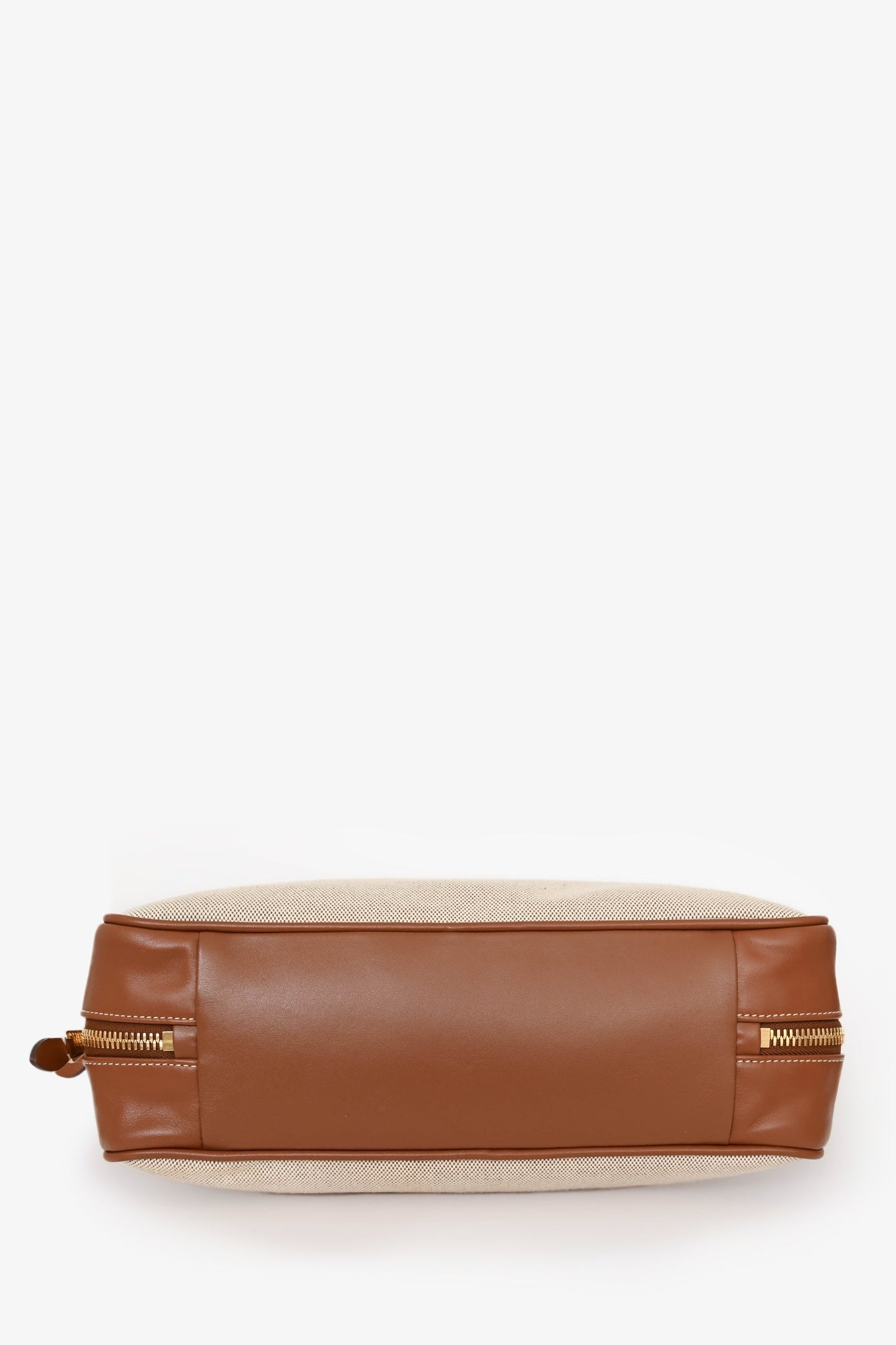Miu Miu Cream Canvas Brown Leather Beau Tote Bag