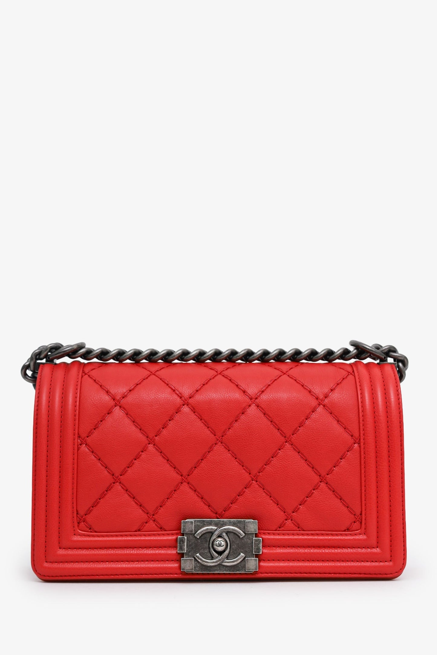 Chanel™ 2013-14 Red Lambskin Medium Boy Bag