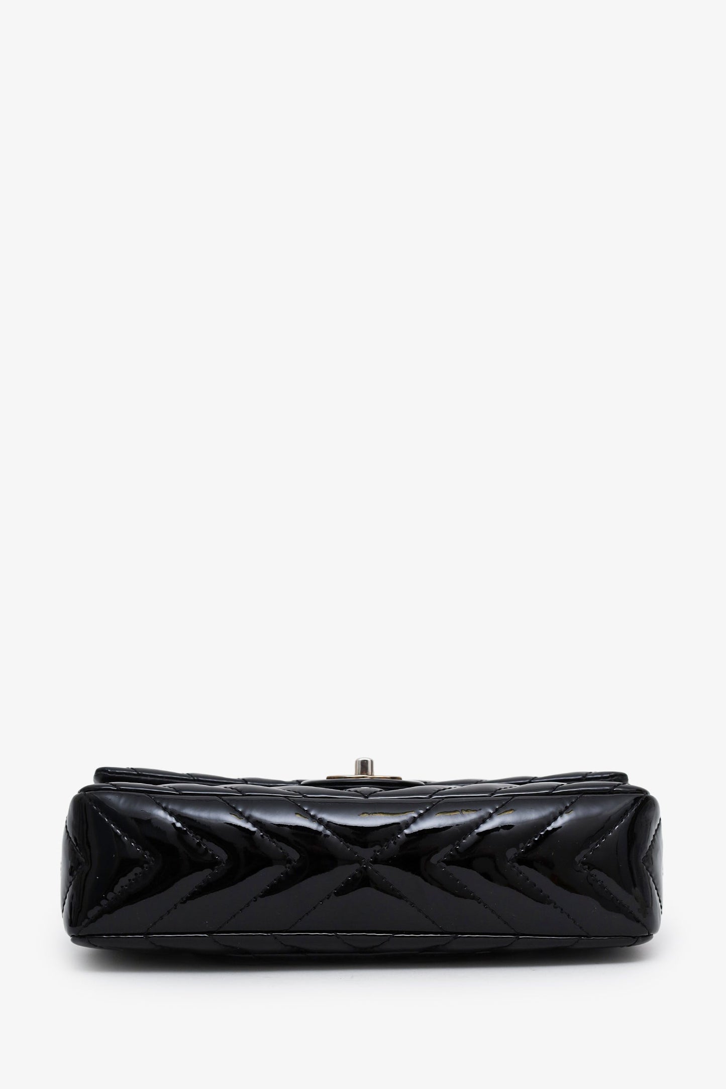 Chanel™ 2009-10 Black Patent Chevron Medium Single Flap Bag