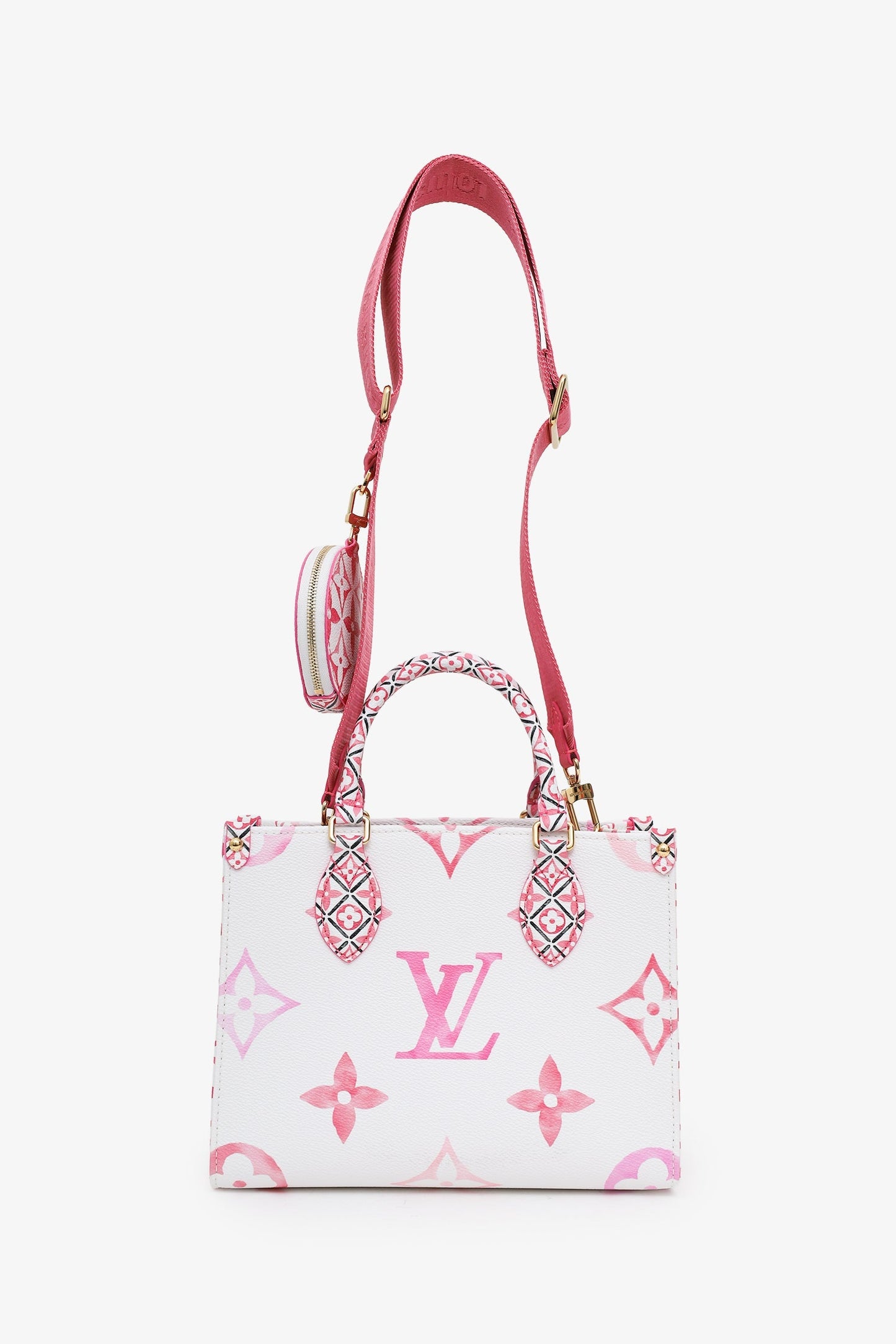 Louis Vuitton 2023 Limited Edition White/Pink Giant Monogram 'OnTheGo' PM Tote