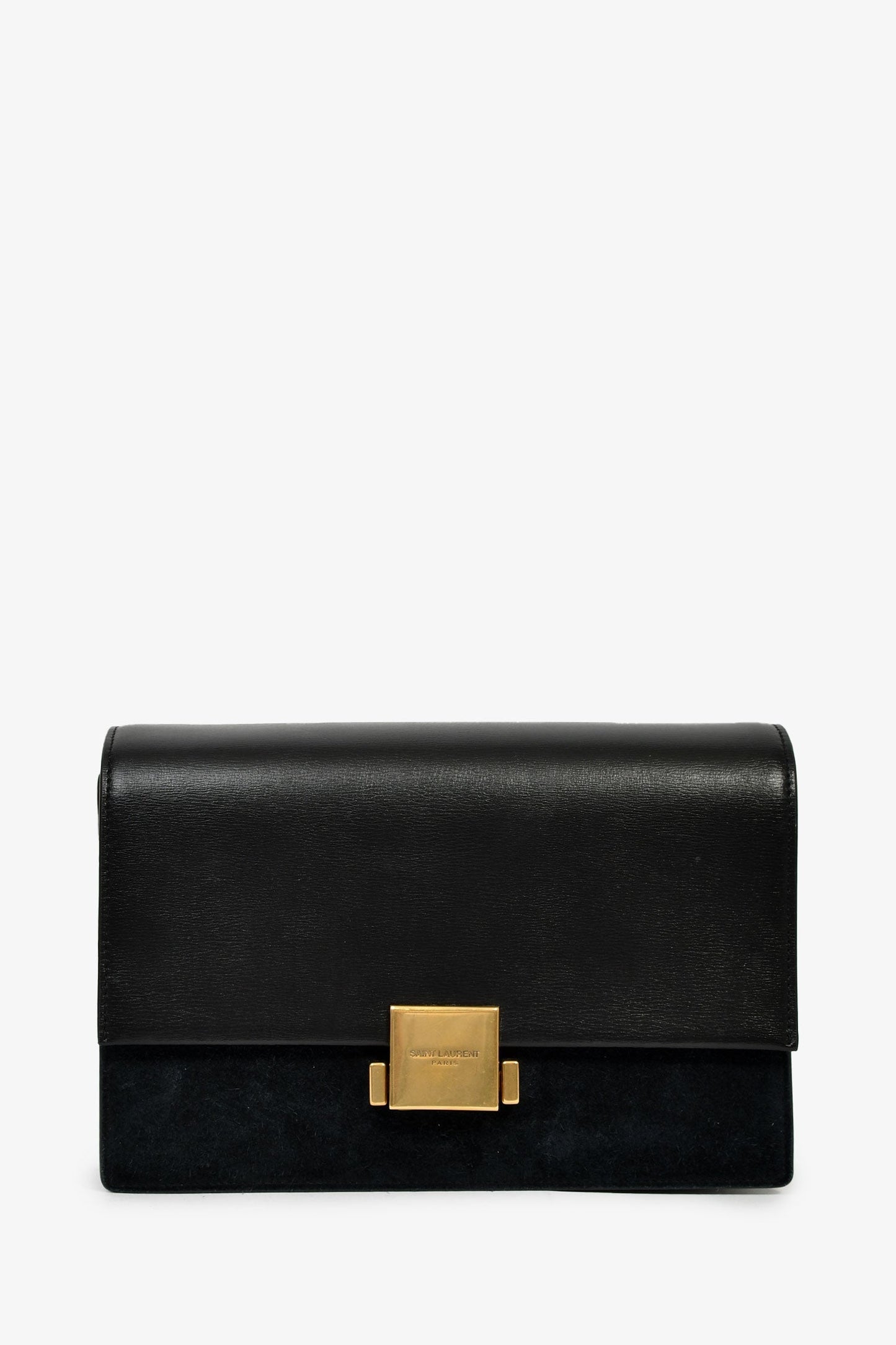 Saint Laurent 2017 Black Leather Suede Medium Bellechasse Shoulder Bag