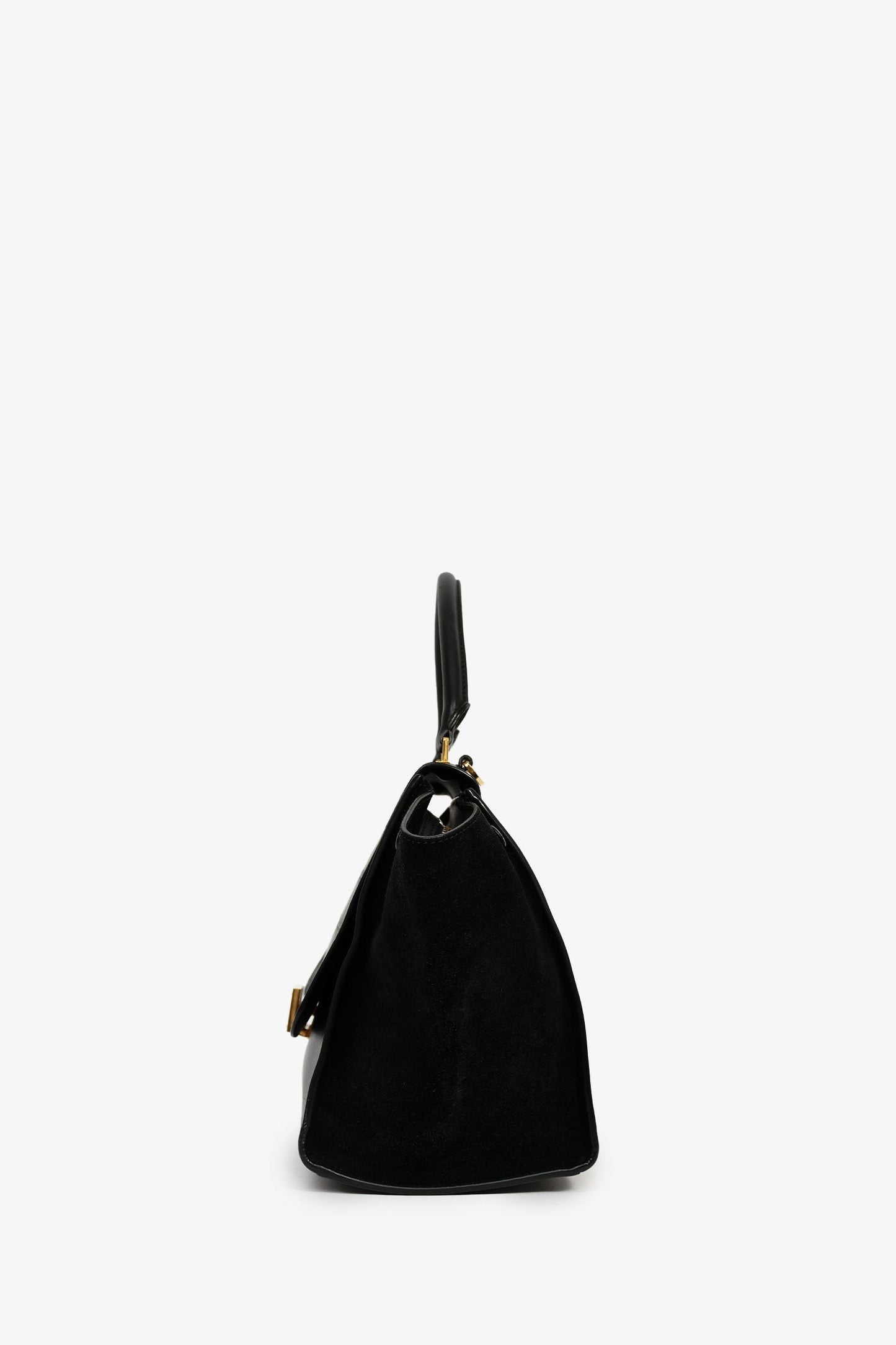 Celine 2012 Black Croc Embossed Leather Medium Trapeze Shoulder Bag