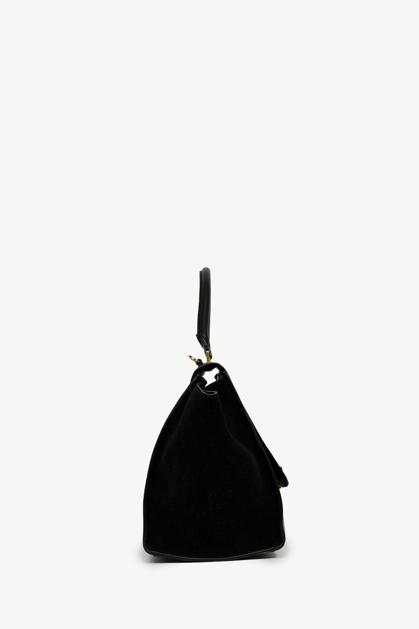 Celine 2012 Black Croc Embossed Leather Medium Trapeze Shoulder Bag