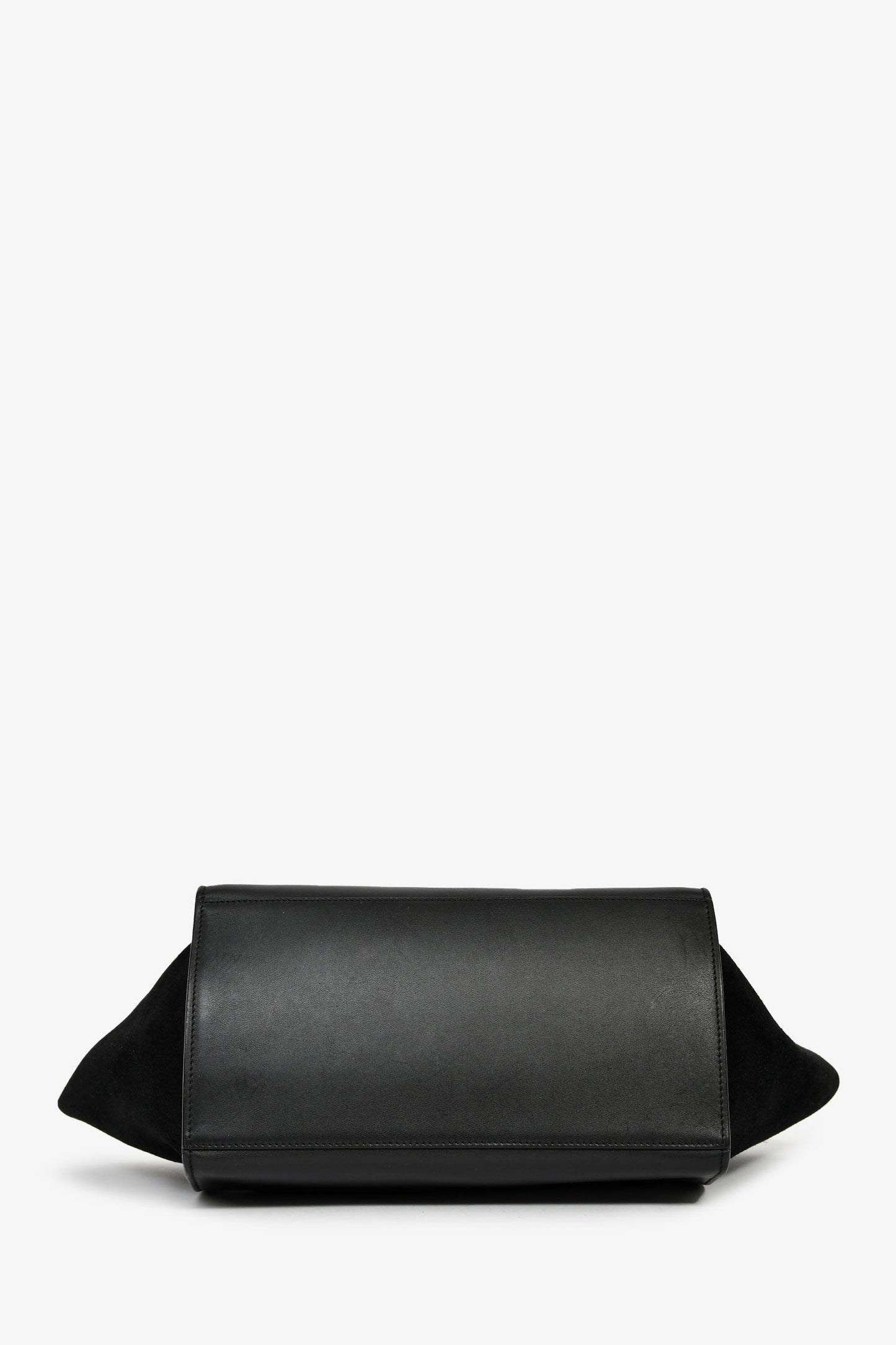 Celine 2012 Black Croc Embossed Leather Medium Trapeze Shoulder Bag