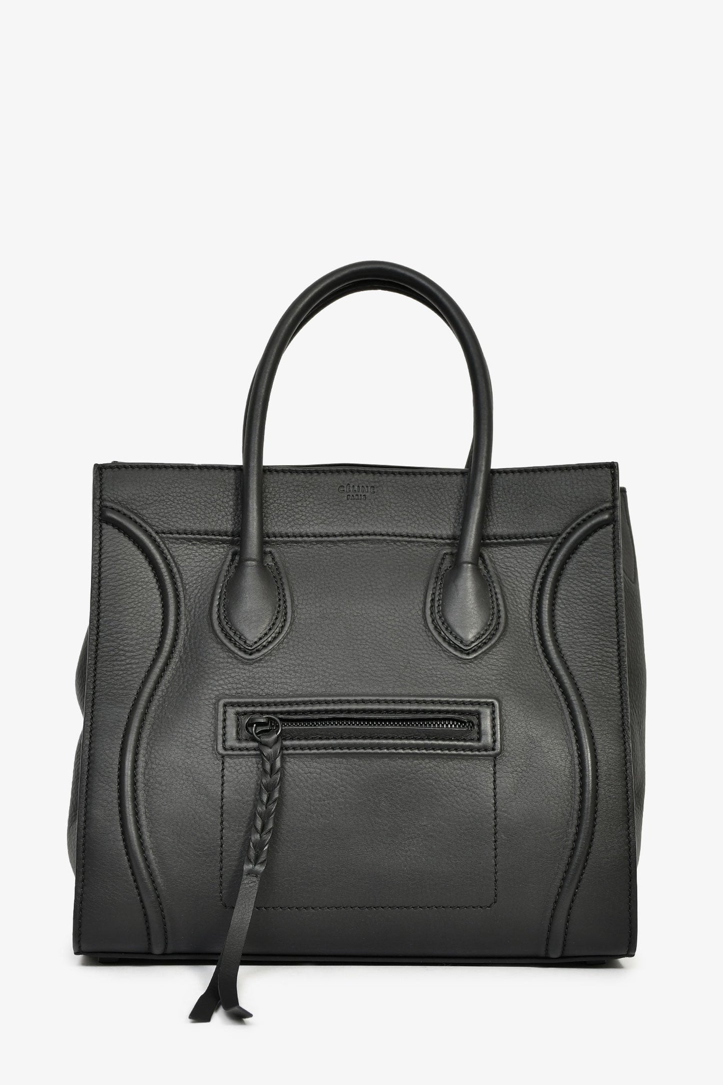 Celine 2012 Black Leather Medium Luggage Phantom Tote