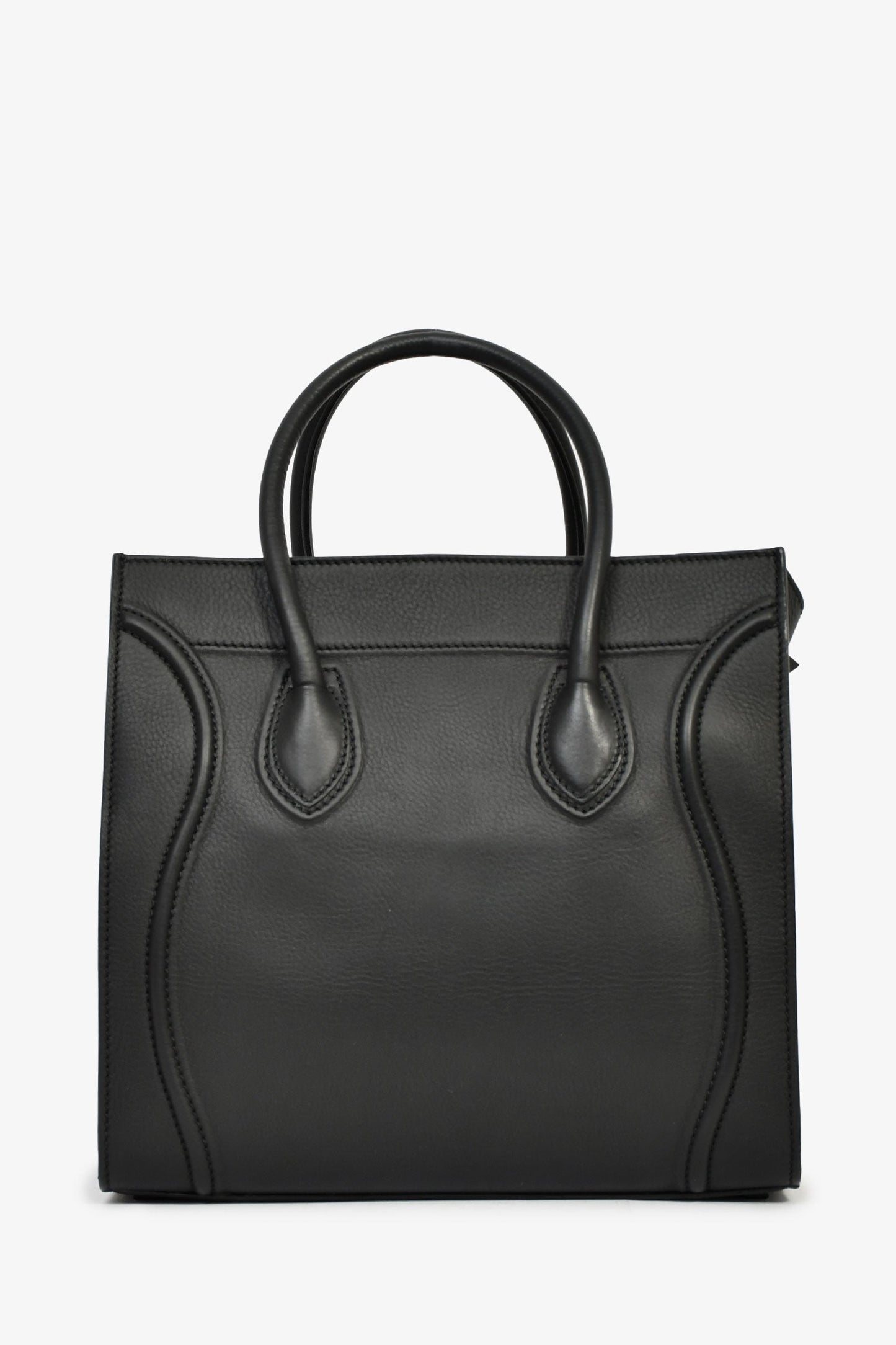 Celine 2012 Black Leather Medium Luggage Phantom Tote